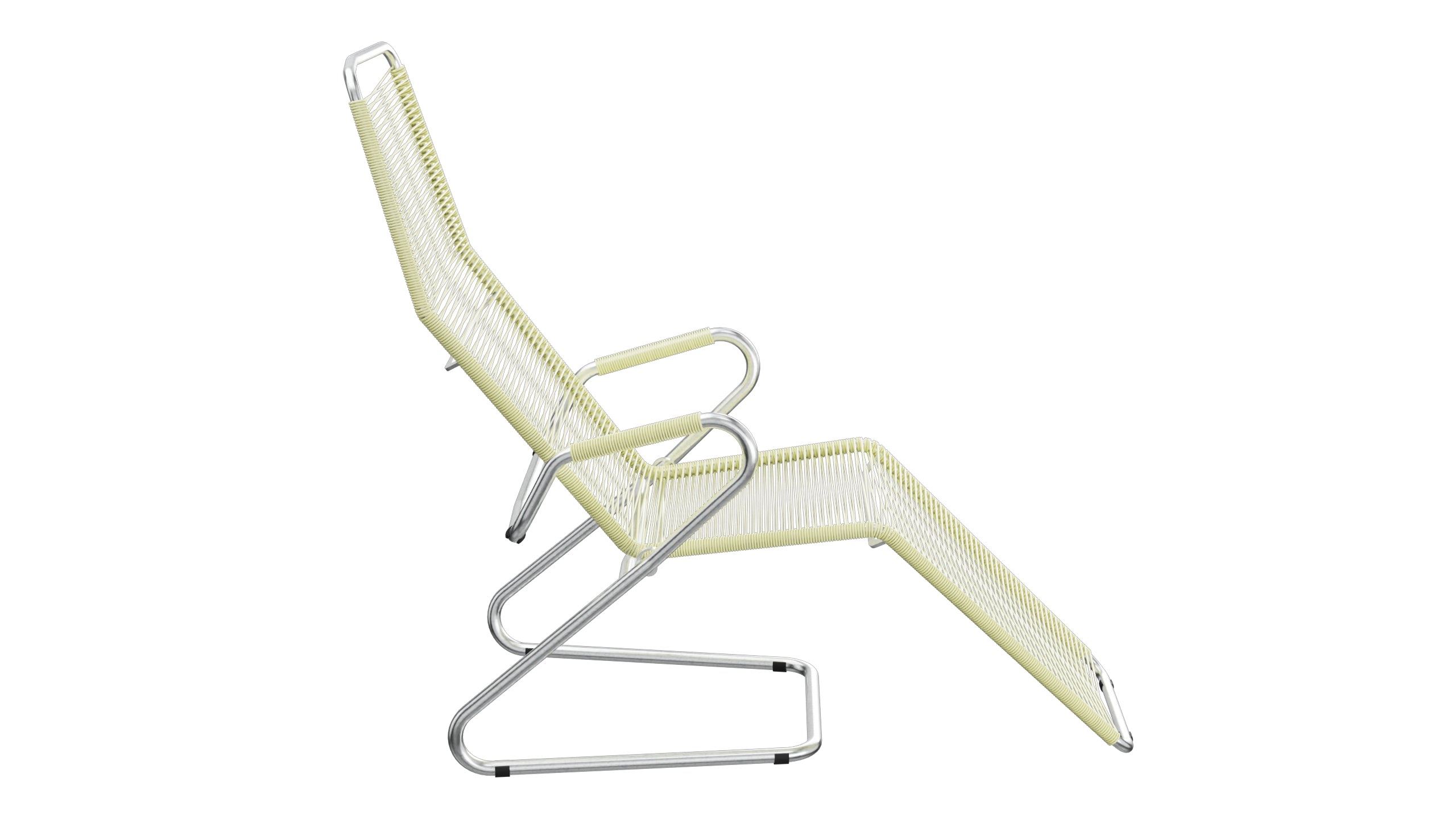 Locarno Spaghetti Liegestuhl in Buchsbaumgelb präsentiert im Onlineshop von KAQTU Design AG. Liegestuhl ist von Schaffner