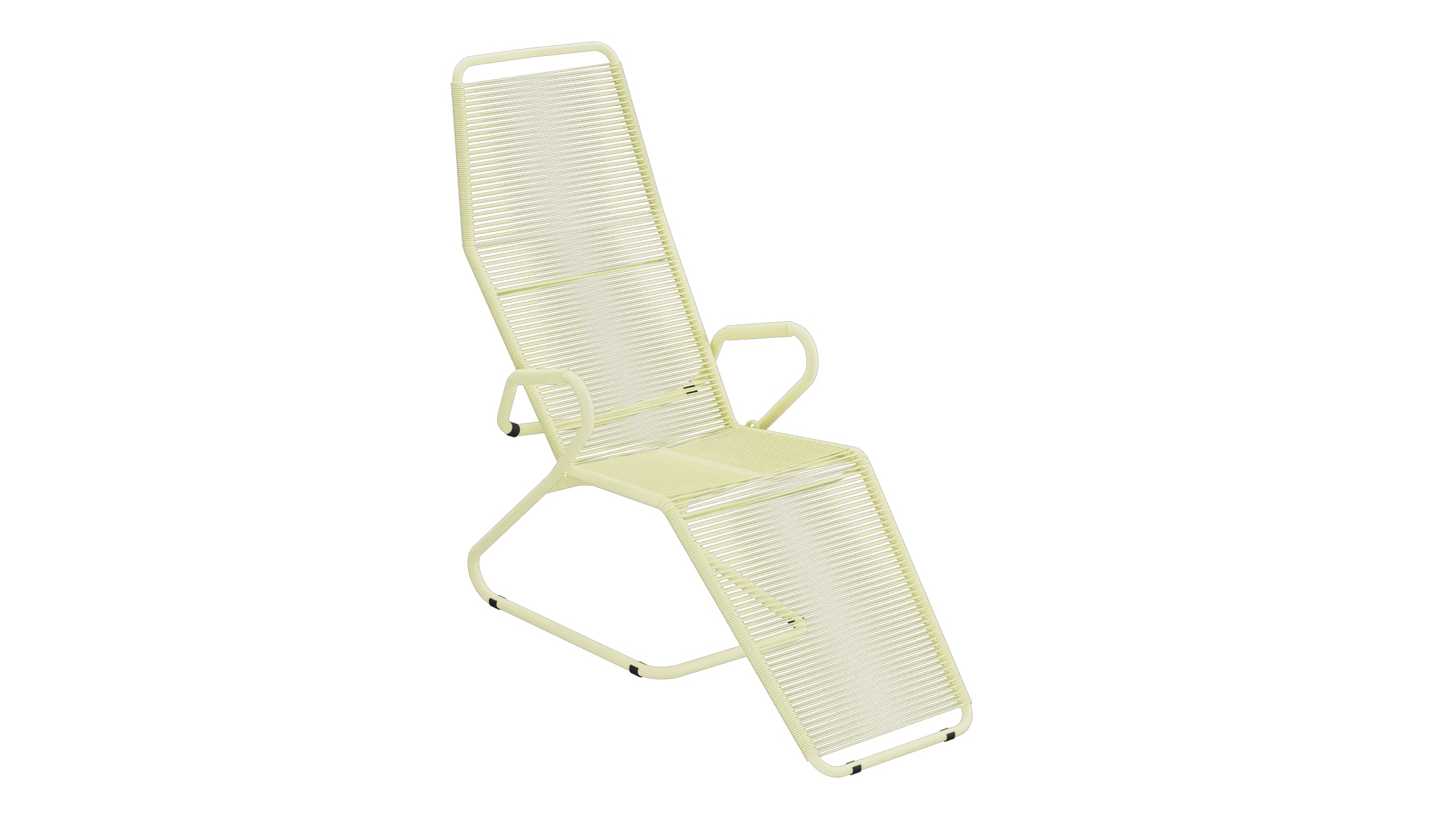 Locarno Spaghetti Liegestuhl in Buchsbaumgelb präsentiert im Onlineshop von KAQTU Design AG. Liegestuhl ist von Schaffner