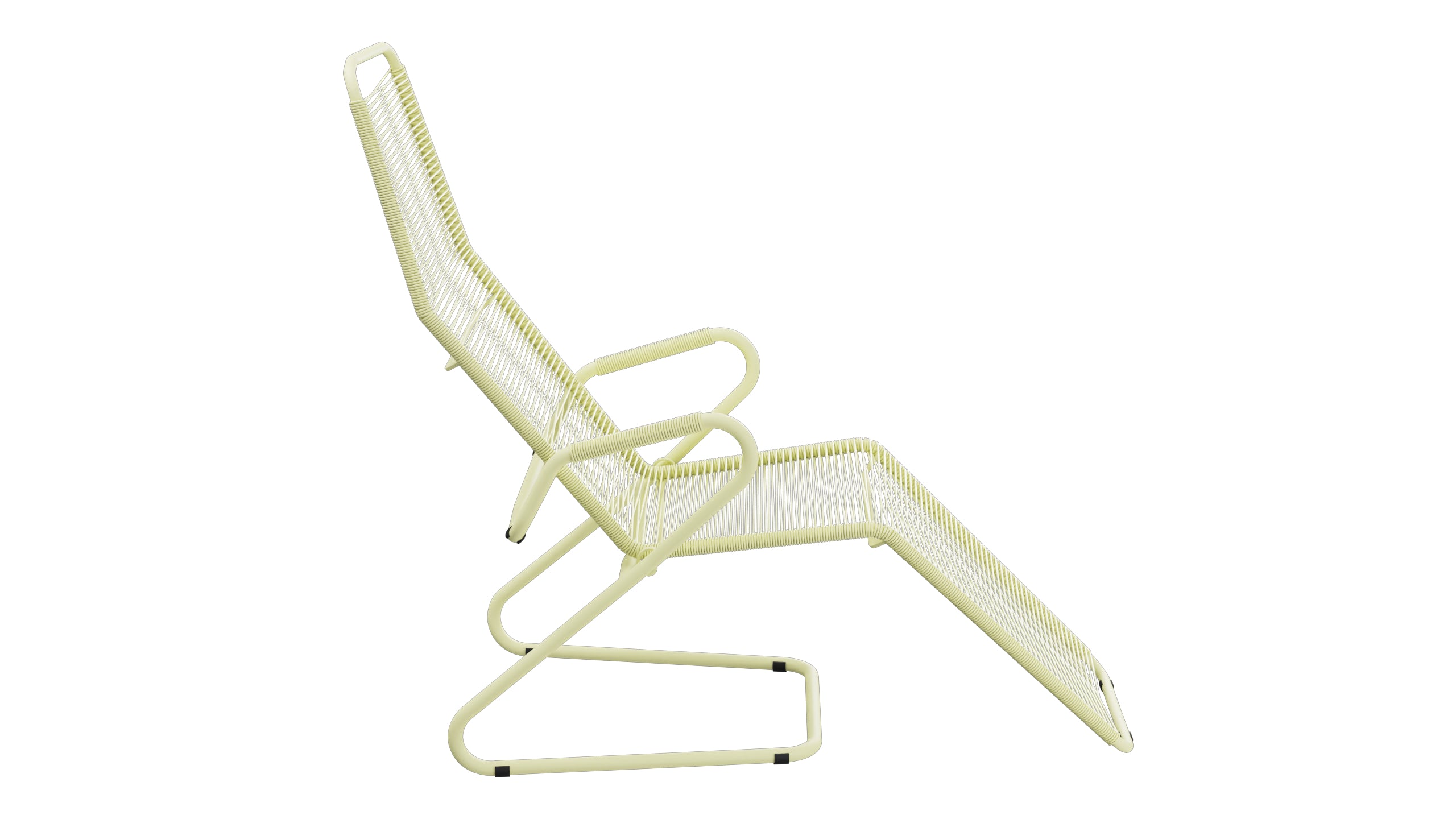 Locarno Spaghetti Liegestuhl in Buchsbaumgelb präsentiert im Onlineshop von KAQTU Design AG. Liegestuhl ist von Schaffner