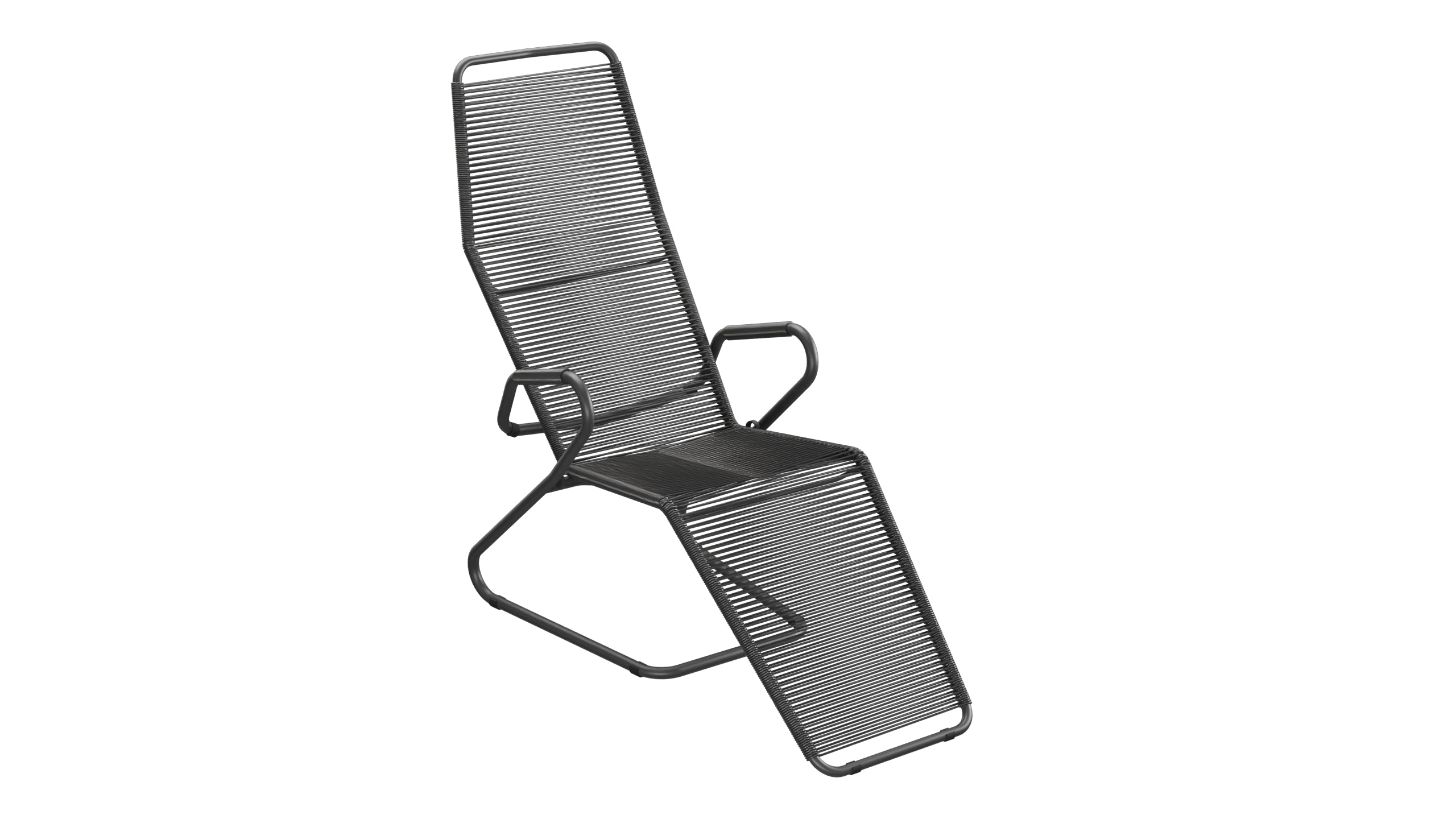 Locarno Spaghetti Liegestuhl in Anthrazit präsentiert im Onlineshop von KAQTU Design AG. Liegestuhl ist von Schaffner