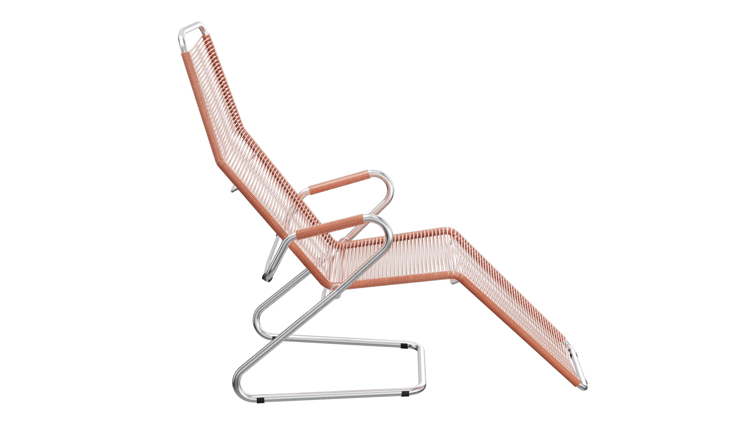 Locarno Spaghetti Liegestuhl in Pastellterracotta präsentiert im Onlineshop von KAQTU Design AG. Liegestuhl ist von Schaffner