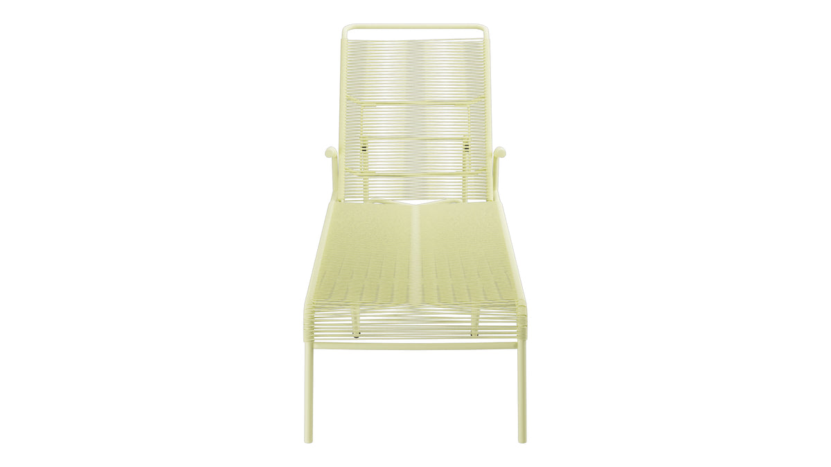 Säntis Spaghetti-Rollenliege in Buchsbaumgelb präsentiert im Onlineshop von KAQTU Design AG. Liegestuhl ist von Schaffner