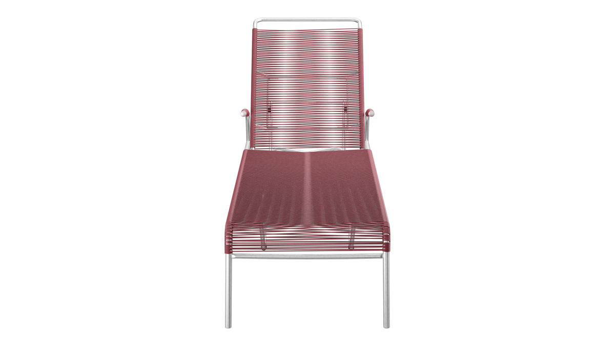 Säntis Spaghetti-Rollenliege in Bordeaux präsentiert im Onlineshop von KAQTU Design AG. Liegestuhl ist von Schaffner