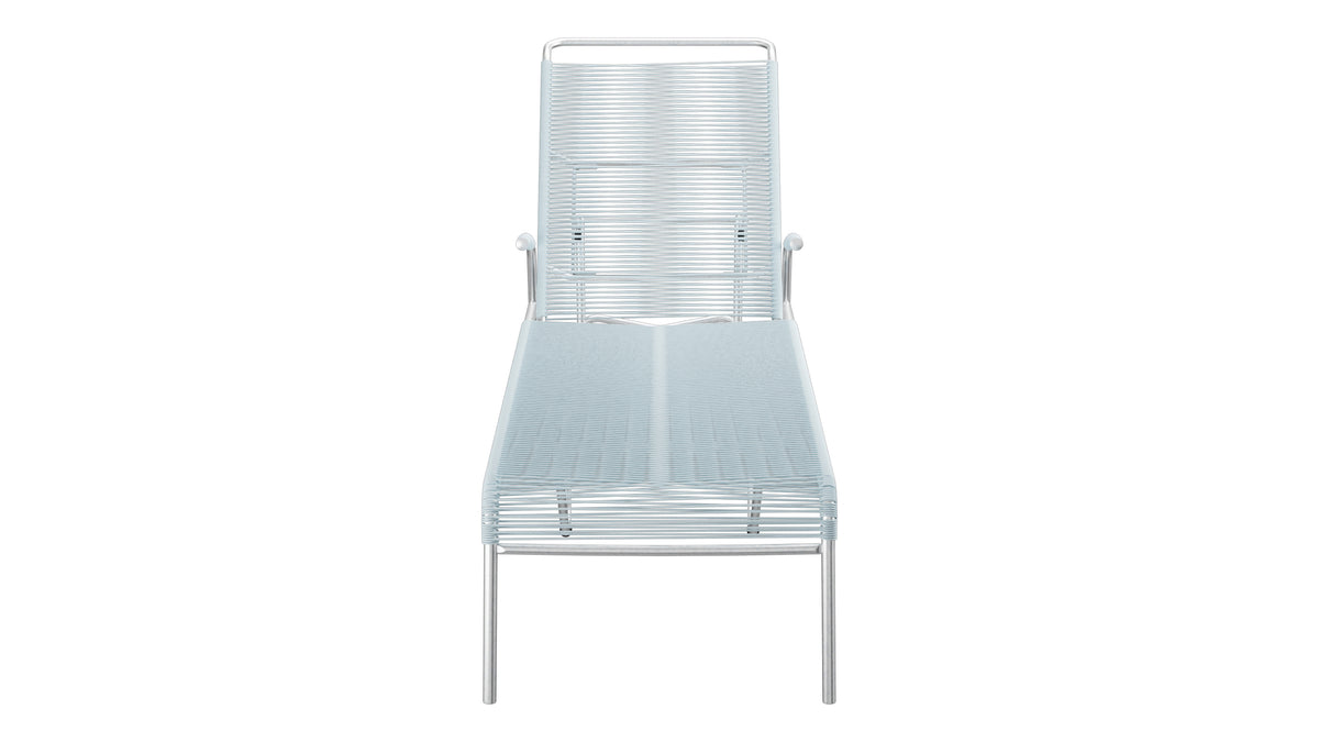 Säntis Spaghetti-Rollenliege in Pastellblau präsentiert im Onlineshop von KAQTU Design AG. Liegestuhl ist von Schaffner