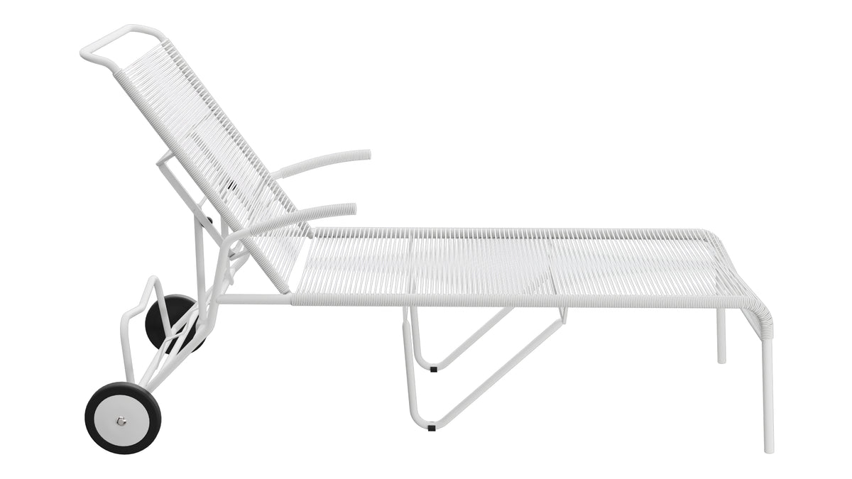 Säntis Spaghetti-Rollenliege in Weiss präsentiert im Onlineshop von KAQTU Design AG. Liegestuhl ist von Schaffner