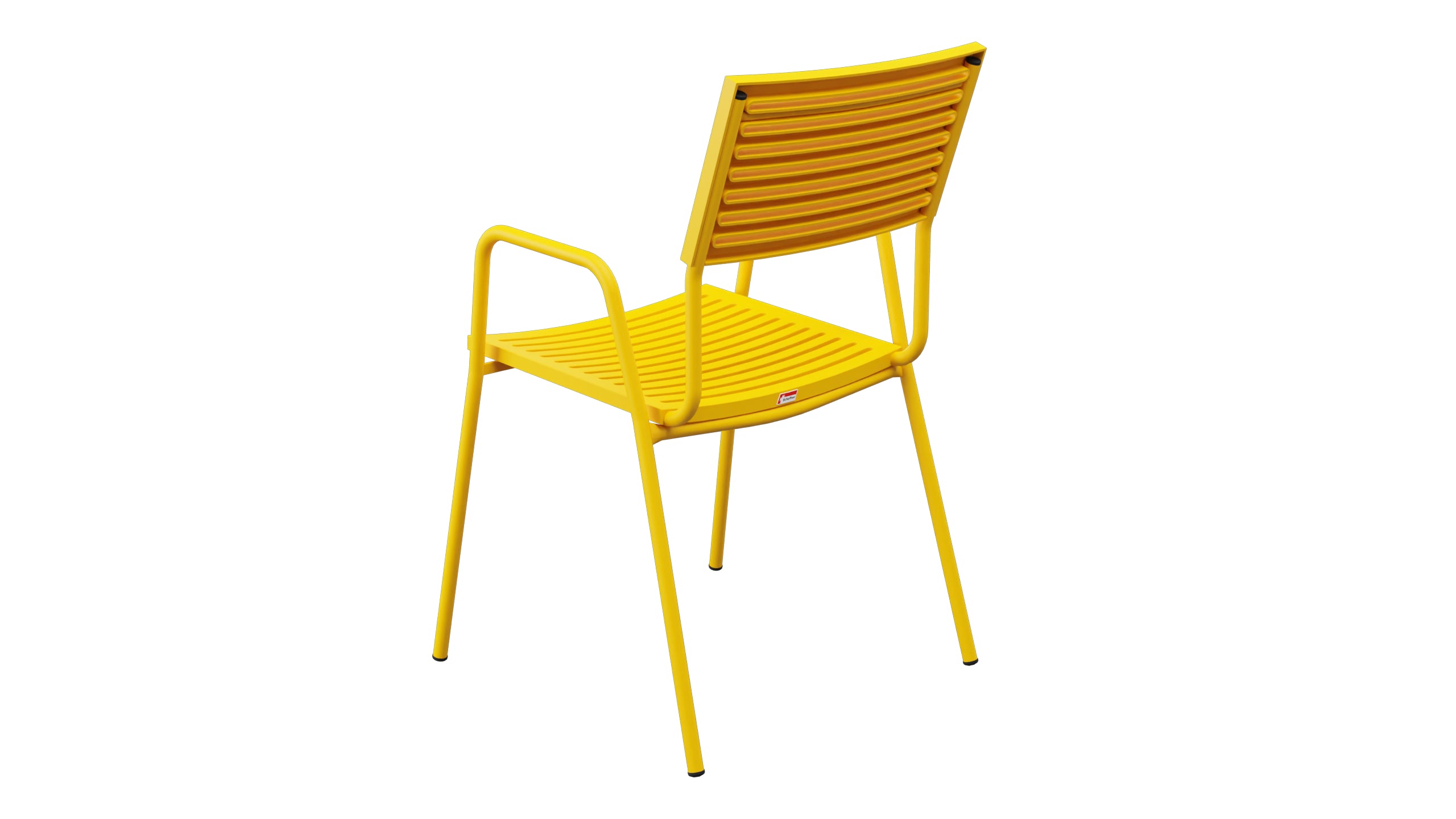 Bodensee Lamello-Gartenstuhl mit Armlehne in Gelb präsentiert im Onlineshop von KAQTU Design AG. Gartenstuhl mit Armlehnen ist von Schaffner