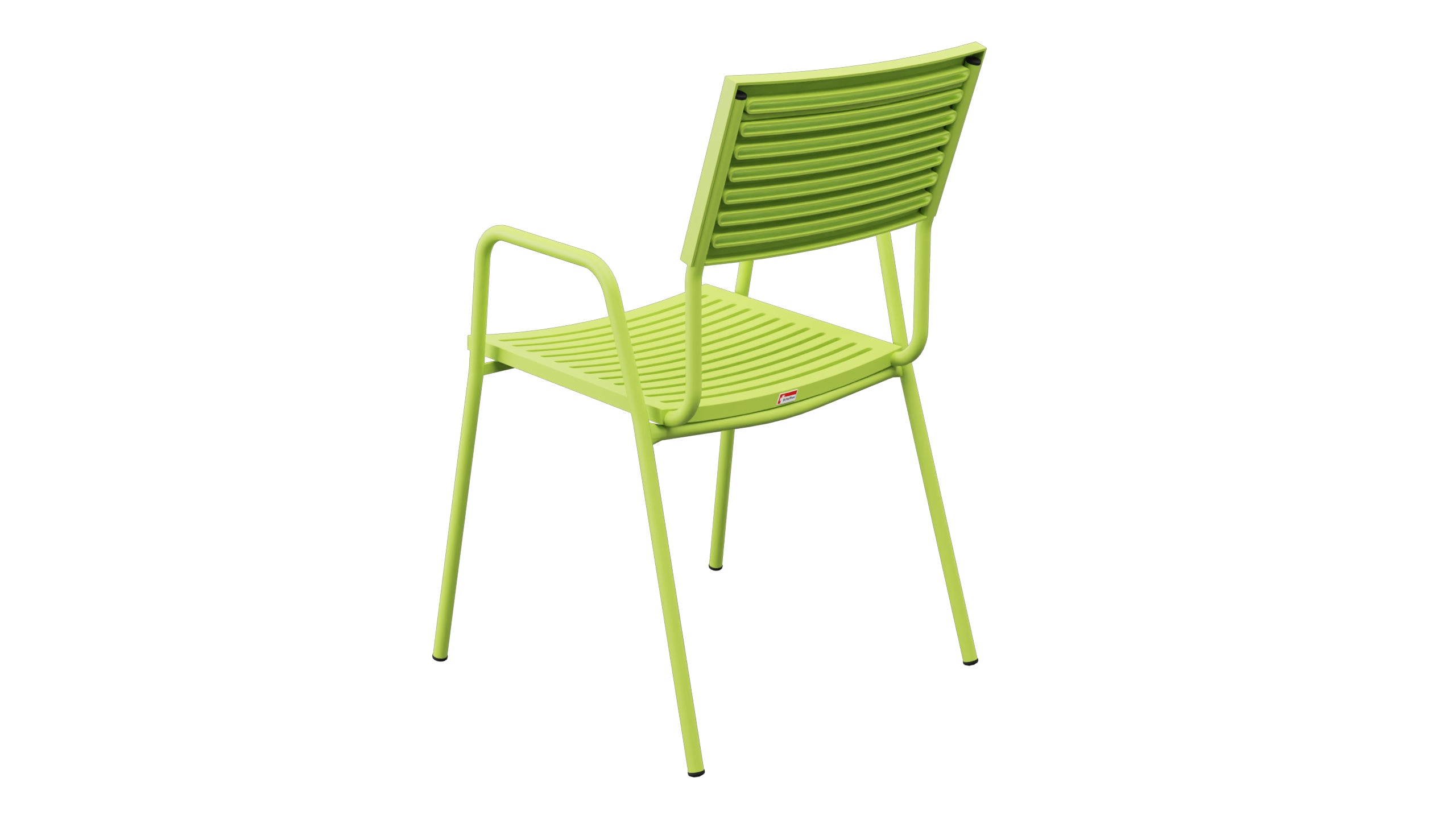 Bodensee Lamello-Gartenstuhl mit Armlehne in Hellgrün präsentiert im Onlineshop von KAQTU Design AG. Gartenstuhl mit Armlehnen ist von Schaffner