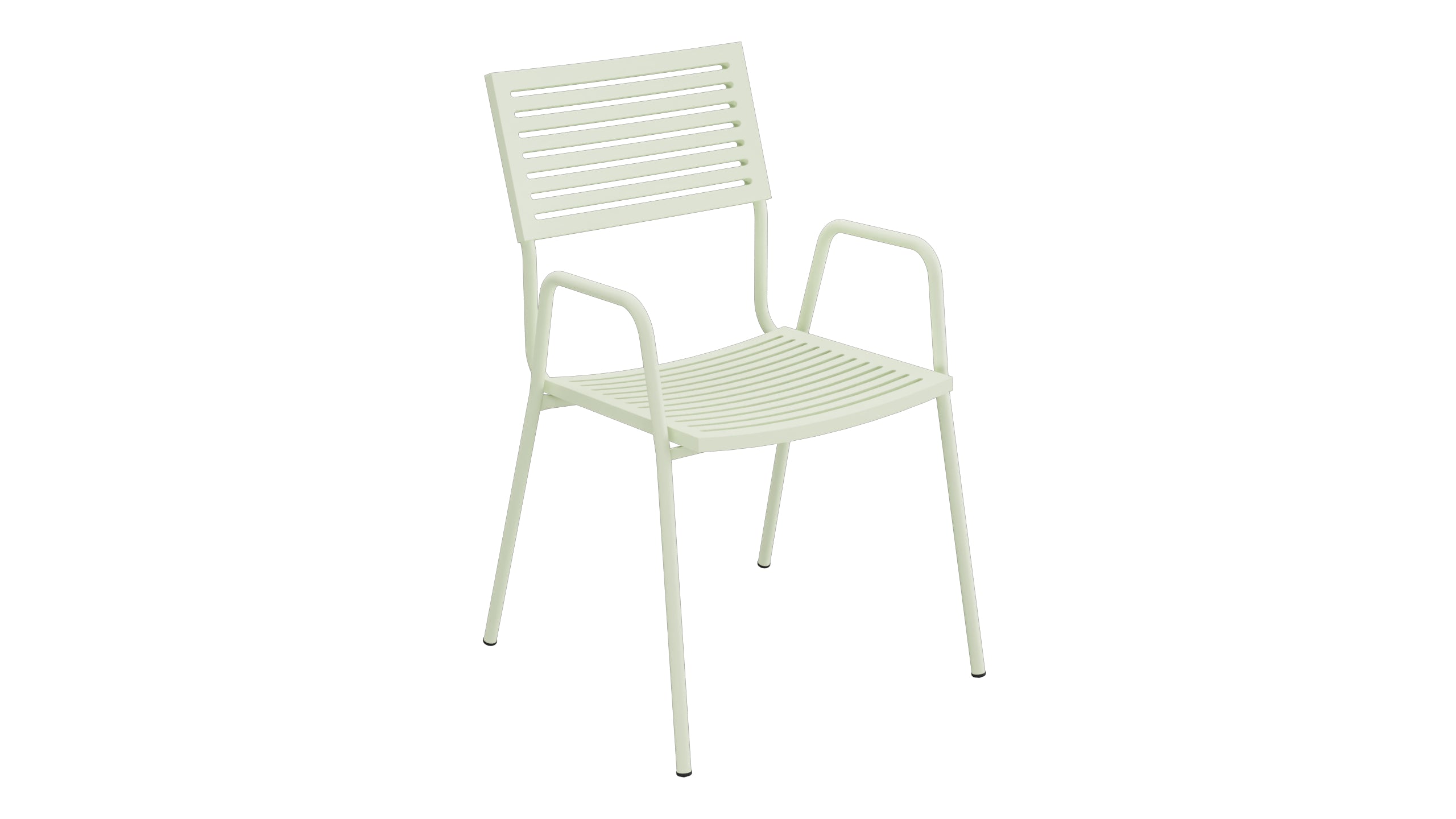Bodensee Lamello-Gartenstuhl mit Armlehne in Pastellgrün präsentiert im Onlineshop von KAQTU Design AG. Gartenstuhl mit Armlehnen ist von Schaffner