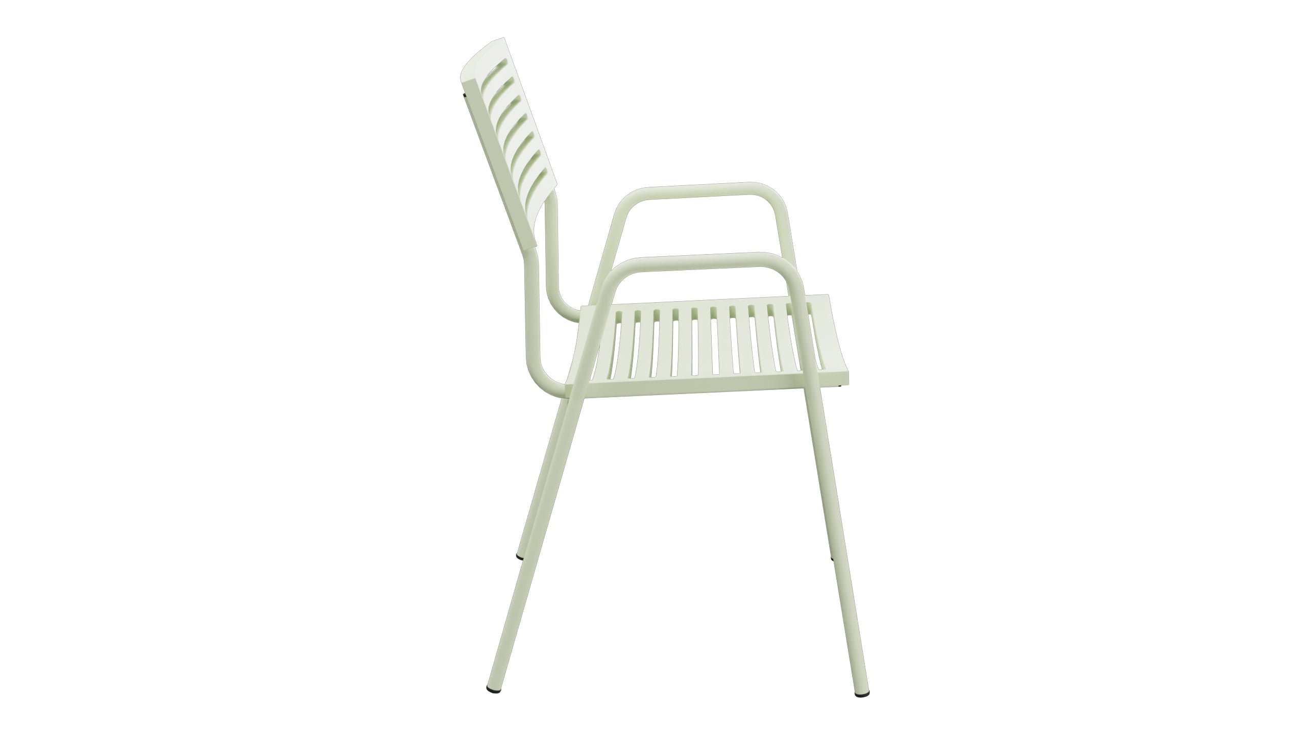 Bodensee Lamello-Gartenstuhl mit Armlehne in Pastellgrün präsentiert im Onlineshop von KAQTU Design AG. Gartenstuhl mit Armlehnen ist von Schaffner