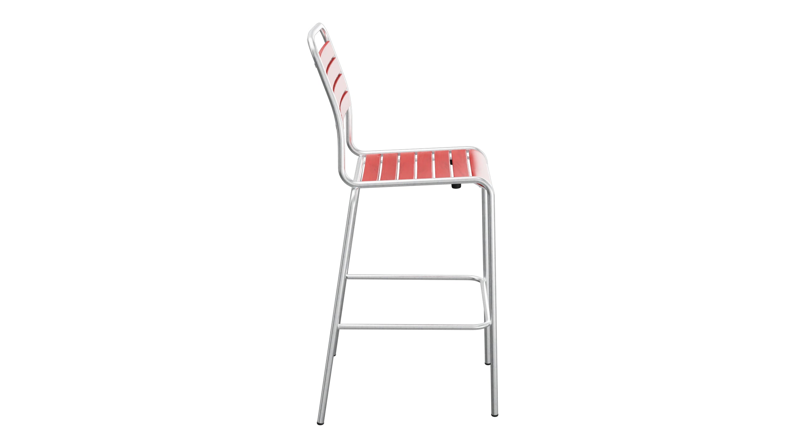 Rigi Holzlatten-Barstuhl ohne Armlehne in Rot präsentiert im Onlineshop von KAQTU Design AG. Outdoor-Barstuhl ist von Schaffner