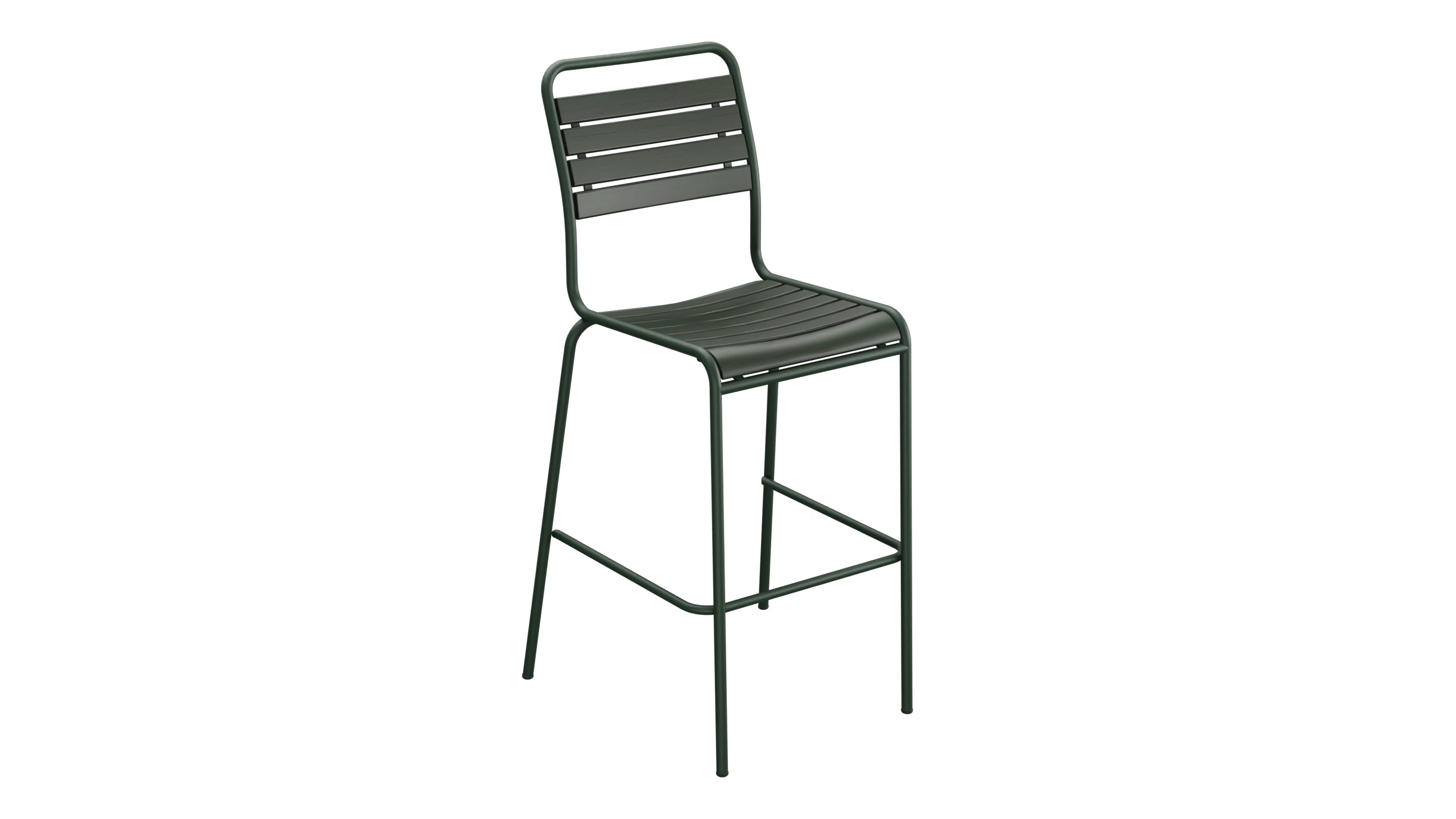 Rigi Holzlatten-Barstuhl ohne Armlehne in Tannengrün präsentiert im Onlineshop von KAQTU Design AG. Outdoor-Barstuhl ist von Schaffner