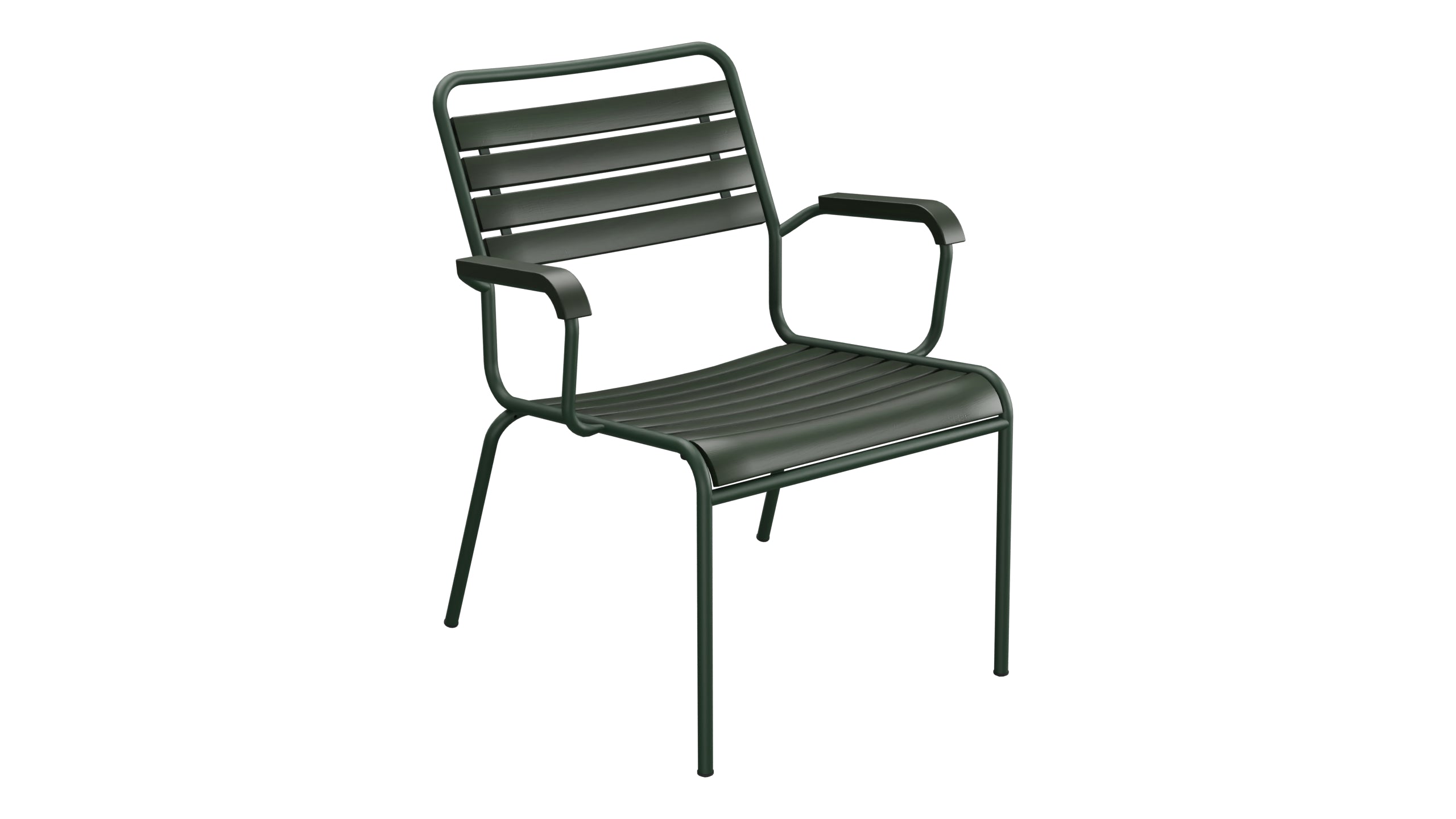 Rigi Holzlatten-Salonsessel  mit Armlehne in Tannengrün präsentiert im Onlineshop von KAQTU Design AG. Outdoor-Sessel mit Armlehnen ist von Schaffner