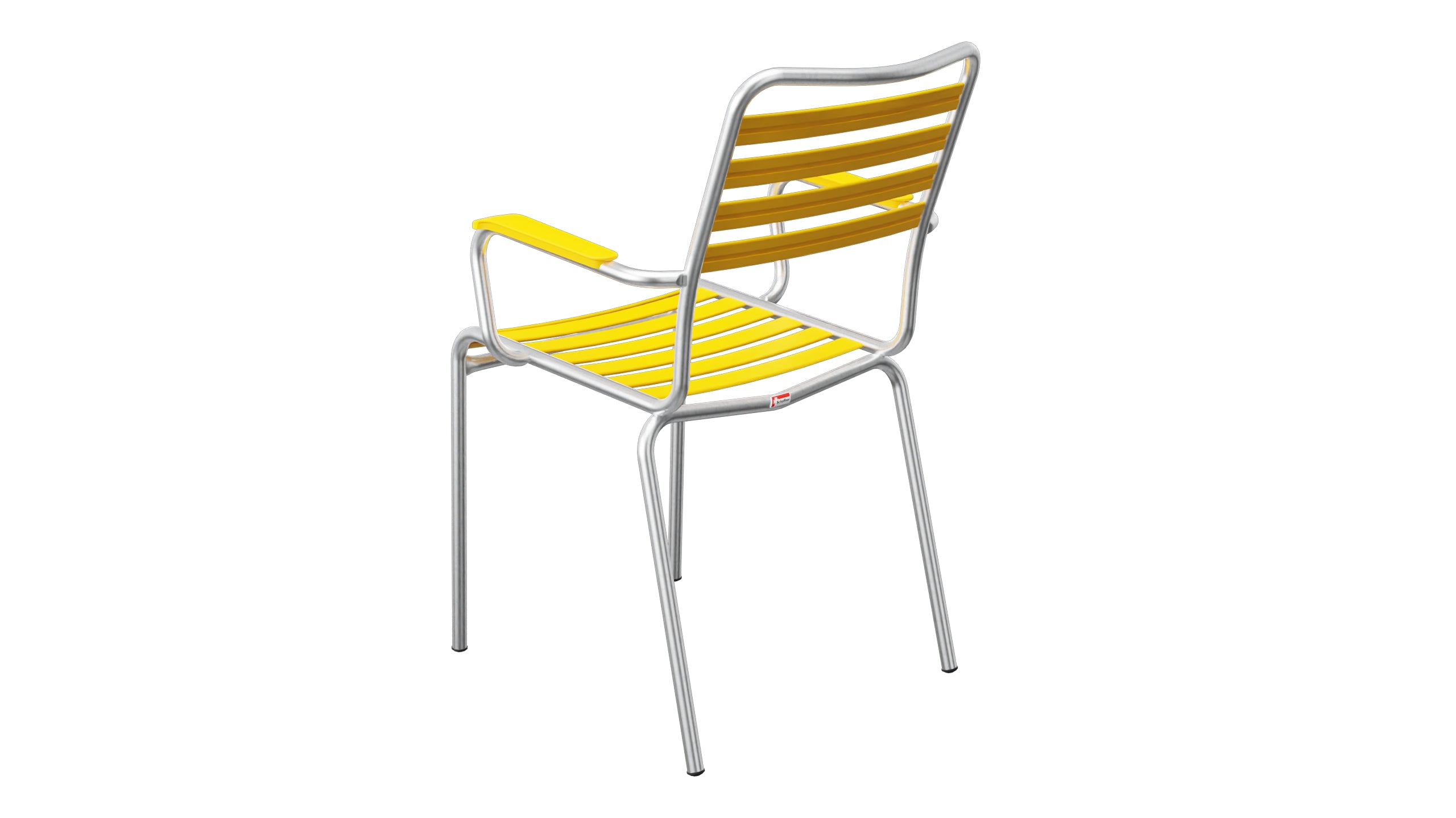 Rigi Lättli-Gartenstuhl mit Armlehne in Gelb präsentiert im Onlineshop von KAQTU Design AG. Gartenstuhl mit Armlehnen ist von Schaffner