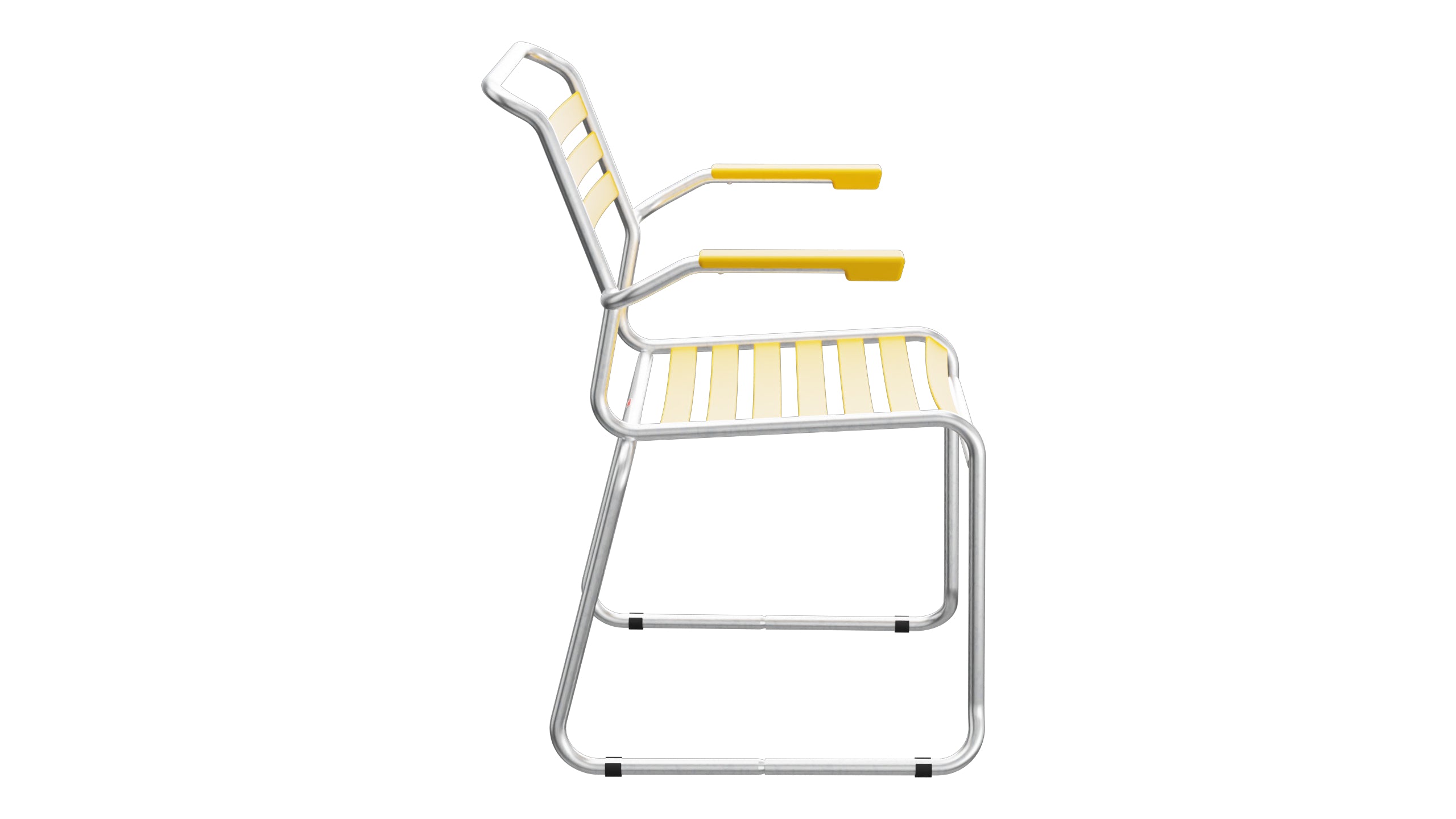 Säntis Lättli-Gartenstuhl mit Armlehne Kufen in Gelb präsentiert im Onlineshop von KAQTU Design AG. Gartenstuhl mit Armlehnen ist von Schaffner