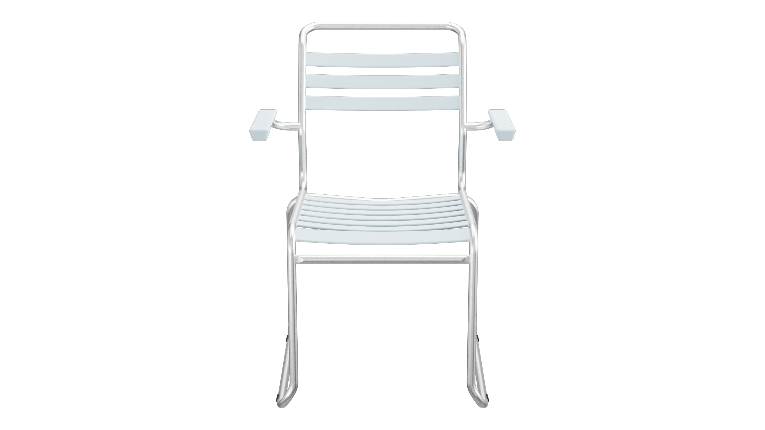 Säntis Lättli-Gartenstuhl mit Armlehne Kufen in Pastellblau präsentiert im Onlineshop von KAQTU Design AG. Gartenstuhl mit Armlehnen ist von Schaffner
