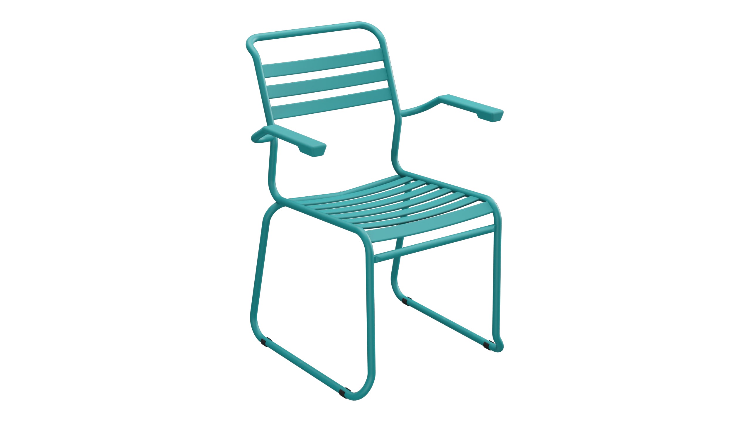 Säntis Lättli-Gartenstuhl mit Armlehne Kufen in Kaliblau präsentiert im Onlineshop von KAQTU Design AG. Gartenstuhl mit Armlehnen ist von Schaffner