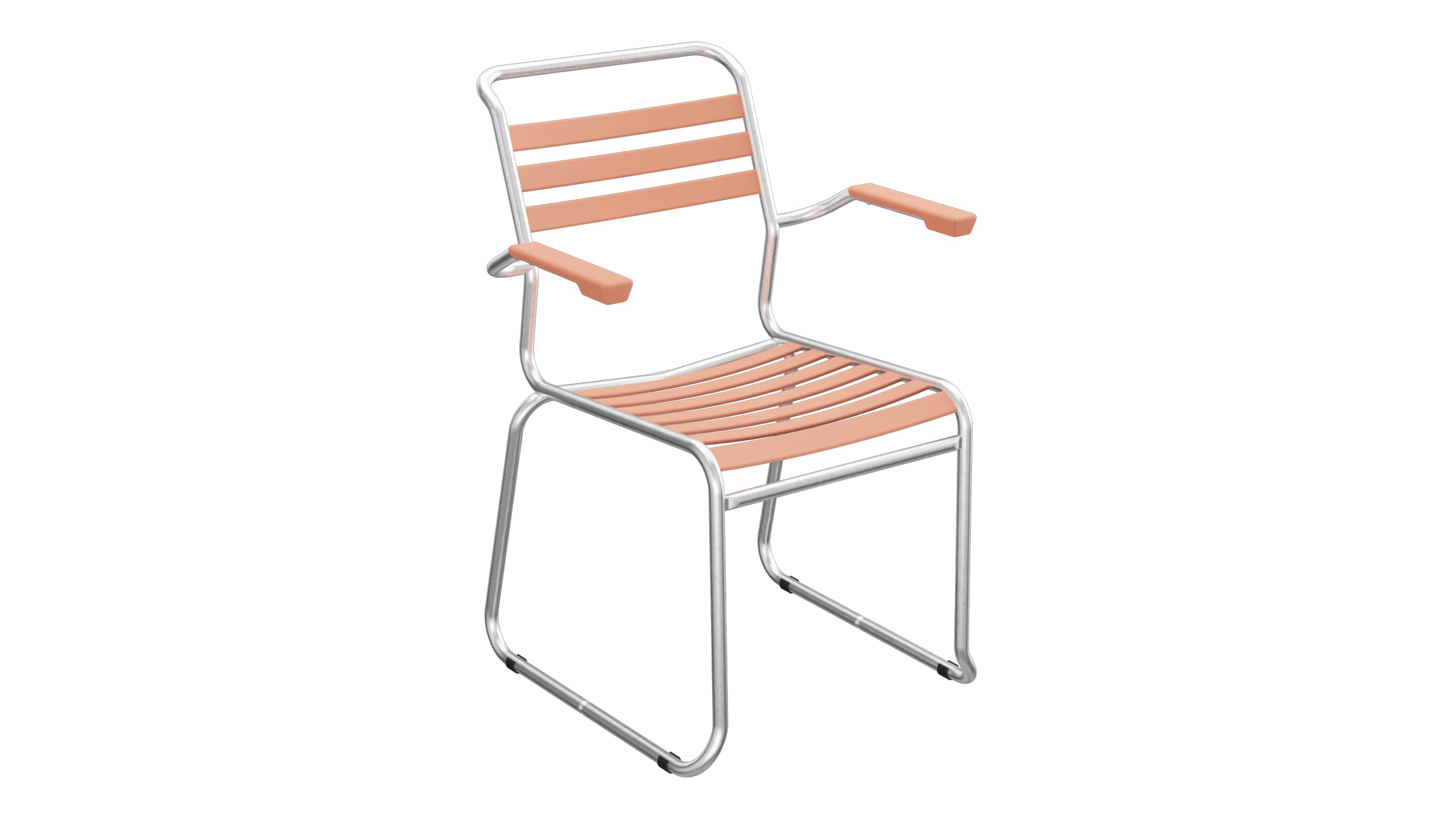Säntis Lättli-Gartenstuhl mit Armlehne Kufen in Pastellterracotta präsentiert im Onlineshop von KAQTU Design AG. Gartenstuhl mit Armlehnen ist von Schaffner