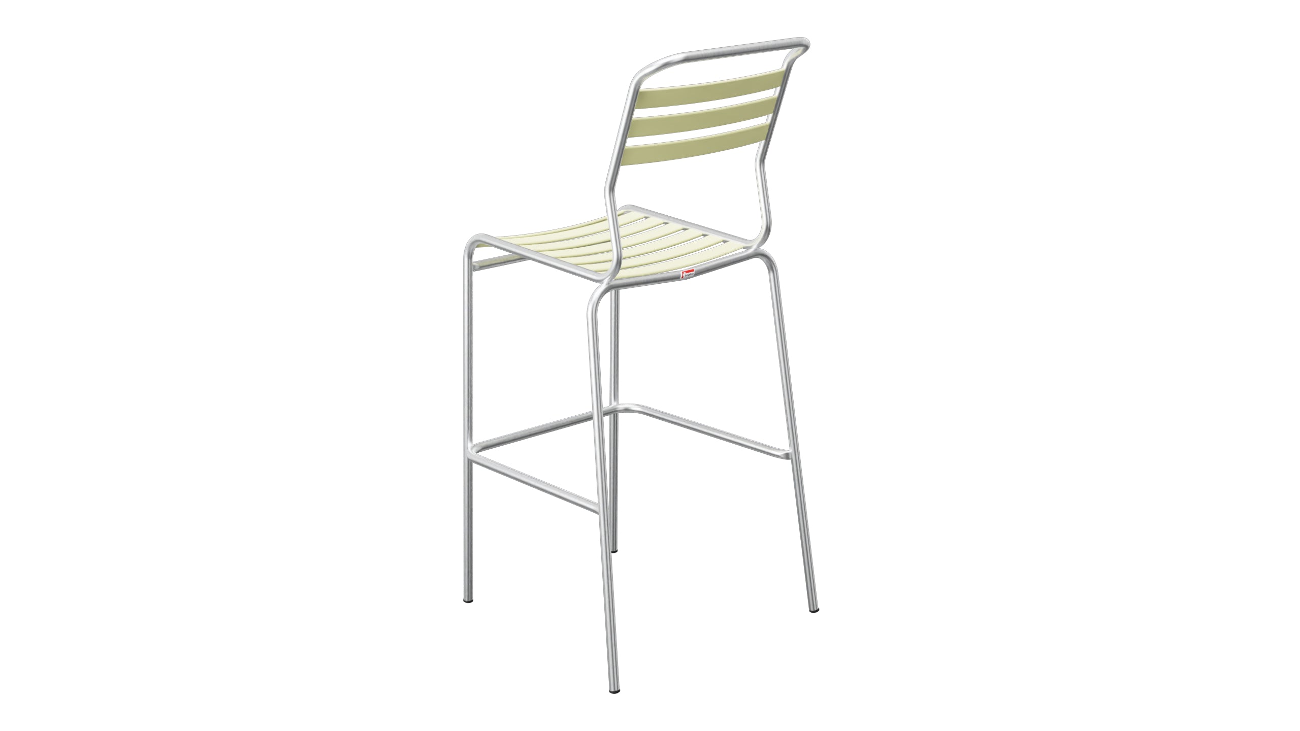 Säntis Lättli-Barstuhl Outdoor ohne Armlehne in Buchsbaumgelb präsentiert im Onlineshop von KAQTU Design AG. Outdoor-Barstuhl ist von Schaffner