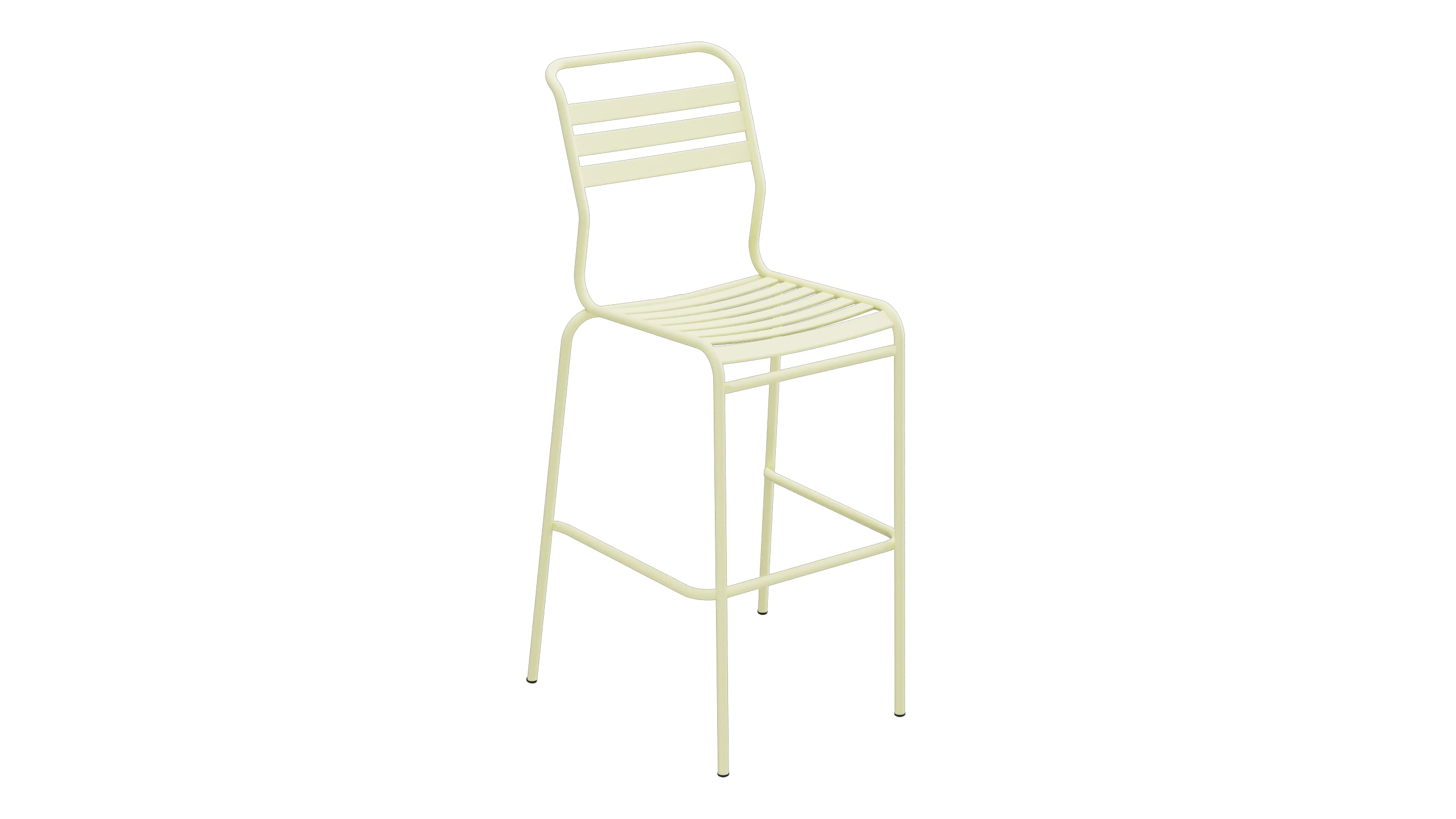 Säntis Lättli-Barstuhl Outdoor ohne Armlehne in Buchsbaumgelb präsentiert im Onlineshop von KAQTU Design AG. Outdoor-Barstuhl ist von Schaffner