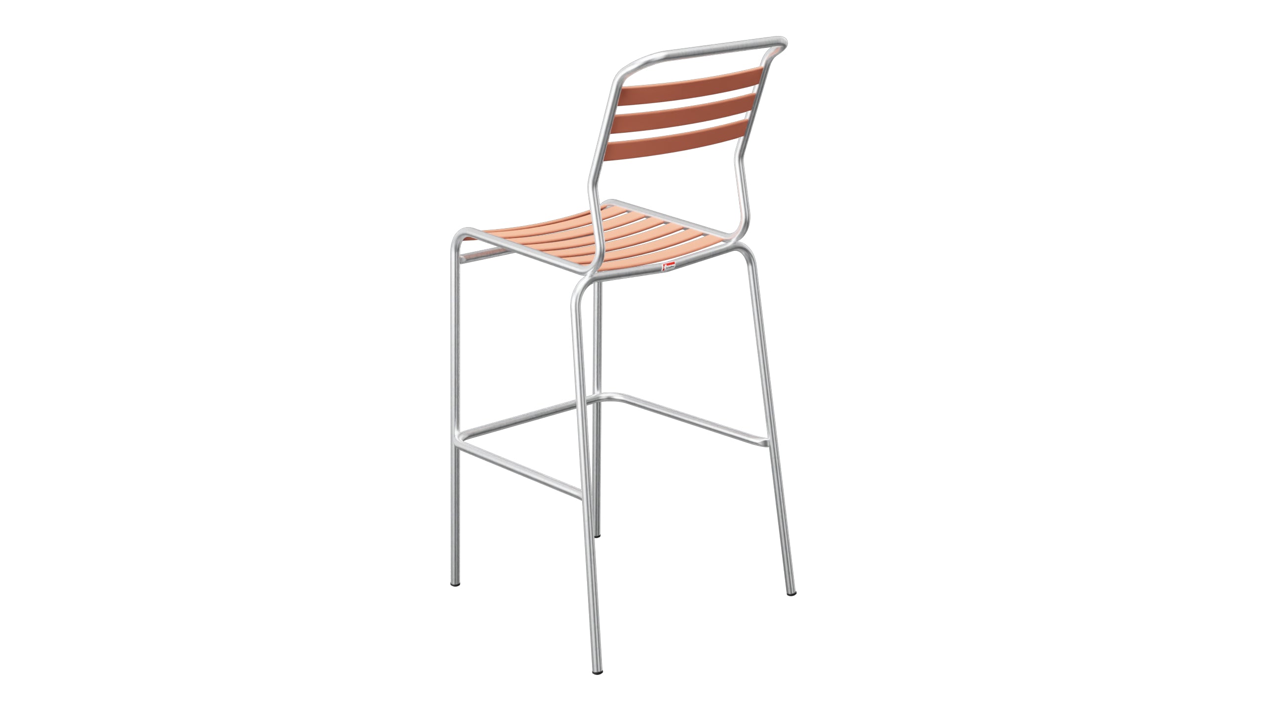 Säntis Lättli-Barstuhl Outdoor ohne Armlehne in Pastellterracotta präsentiert im Onlineshop von KAQTU Design AG. Outdoor-Barstuhl ist von Schaffner