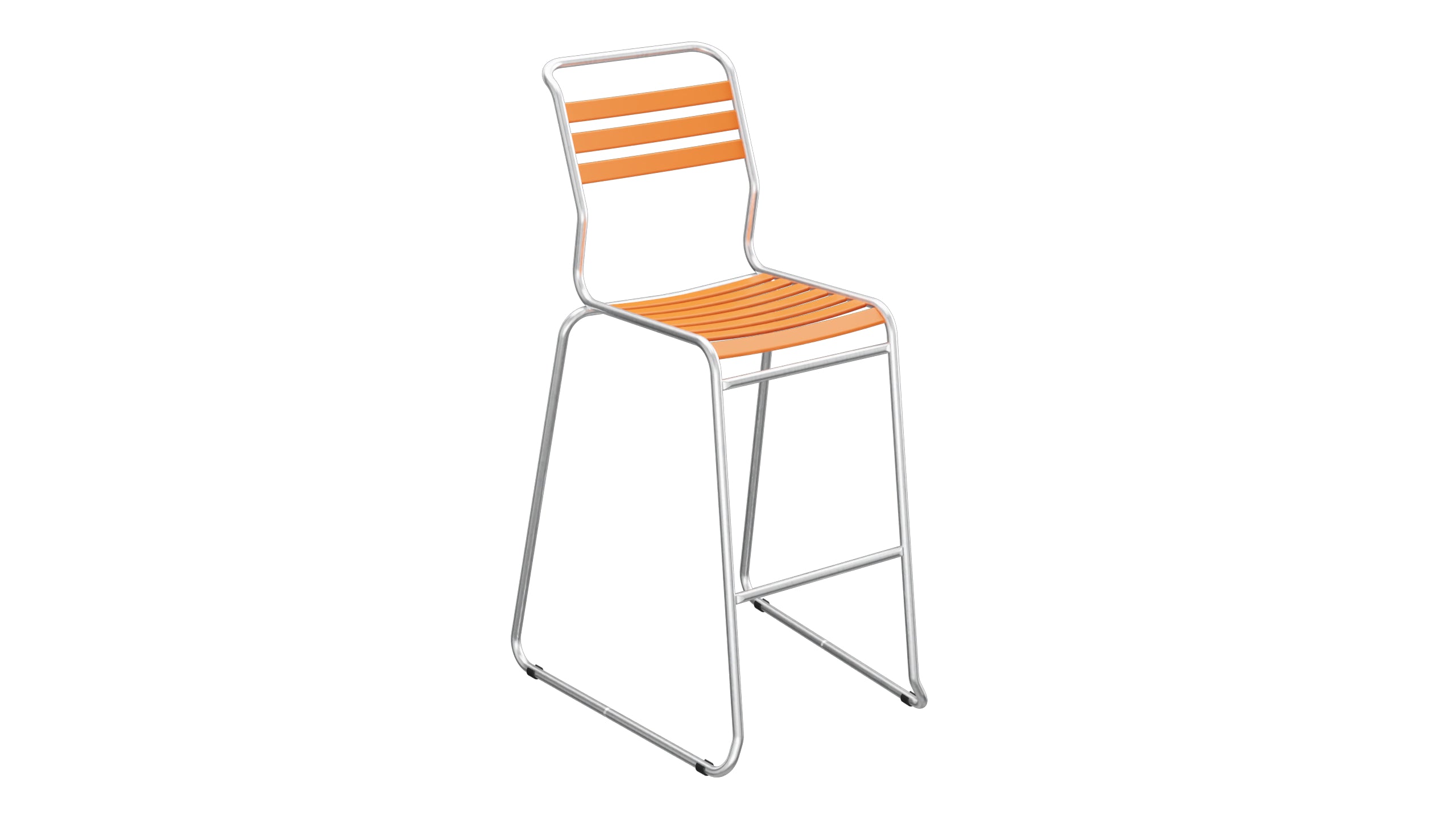 Säntis Lättli-Barstuhl ohne Armlehne Kufen in Orange präsentiert im Onlineshop von KAQTU Design AG. Outdoor-Barstuhl ist von Schaffner