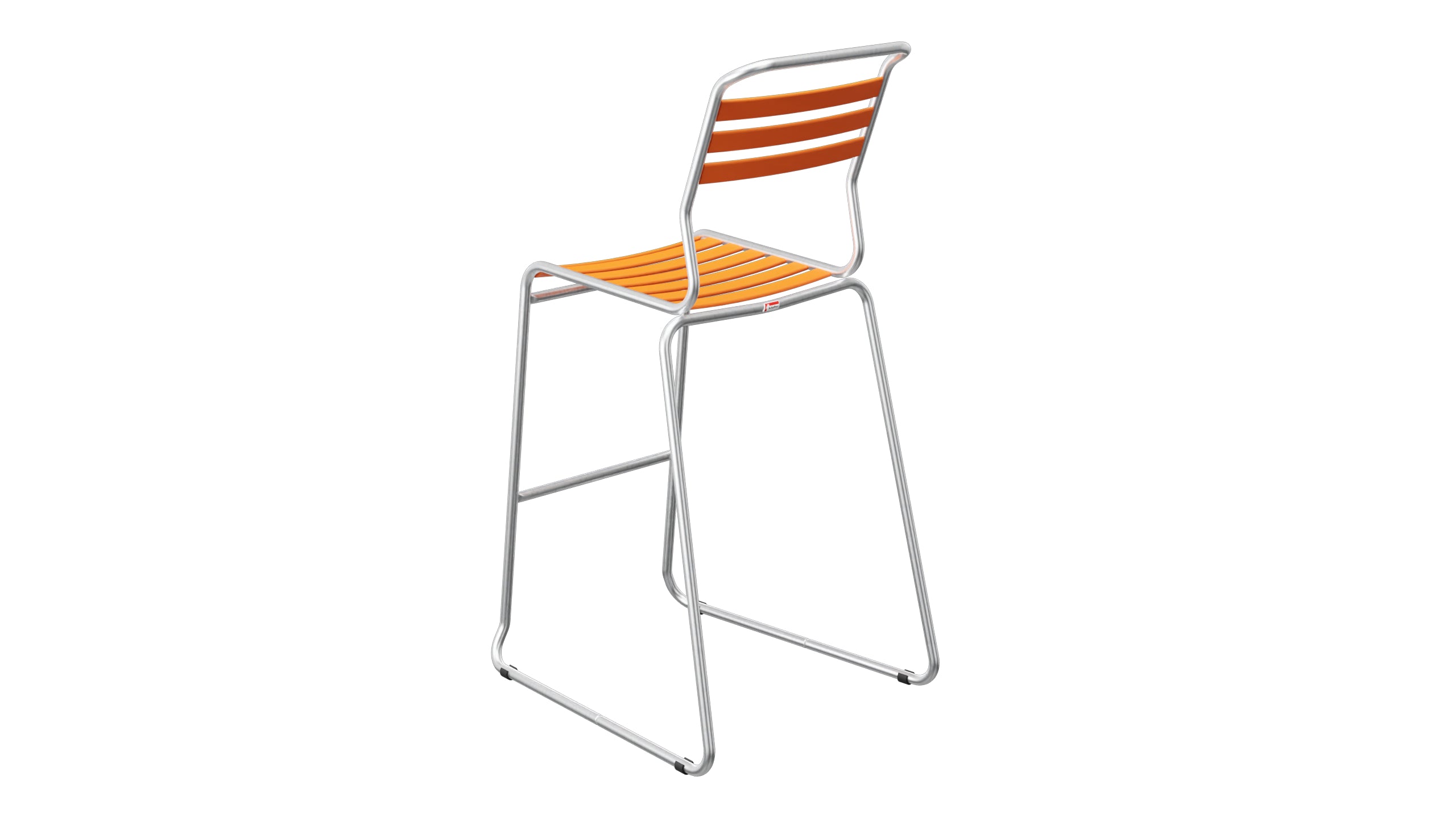 Säntis Lättli-Barstuhl ohne Armlehne Kufen in Orange präsentiert im Onlineshop von KAQTU Design AG. Outdoor-Barstuhl ist von Schaffner
