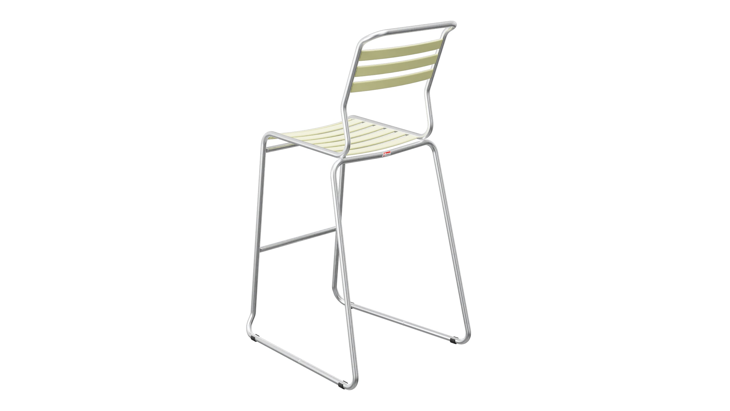 Säntis Lättli-Barstuhl ohne Armlehne Kufen in Buchsbaumgelb präsentiert im Onlineshop von KAQTU Design AG. Outdoor-Barstuhl ist von Schaffner