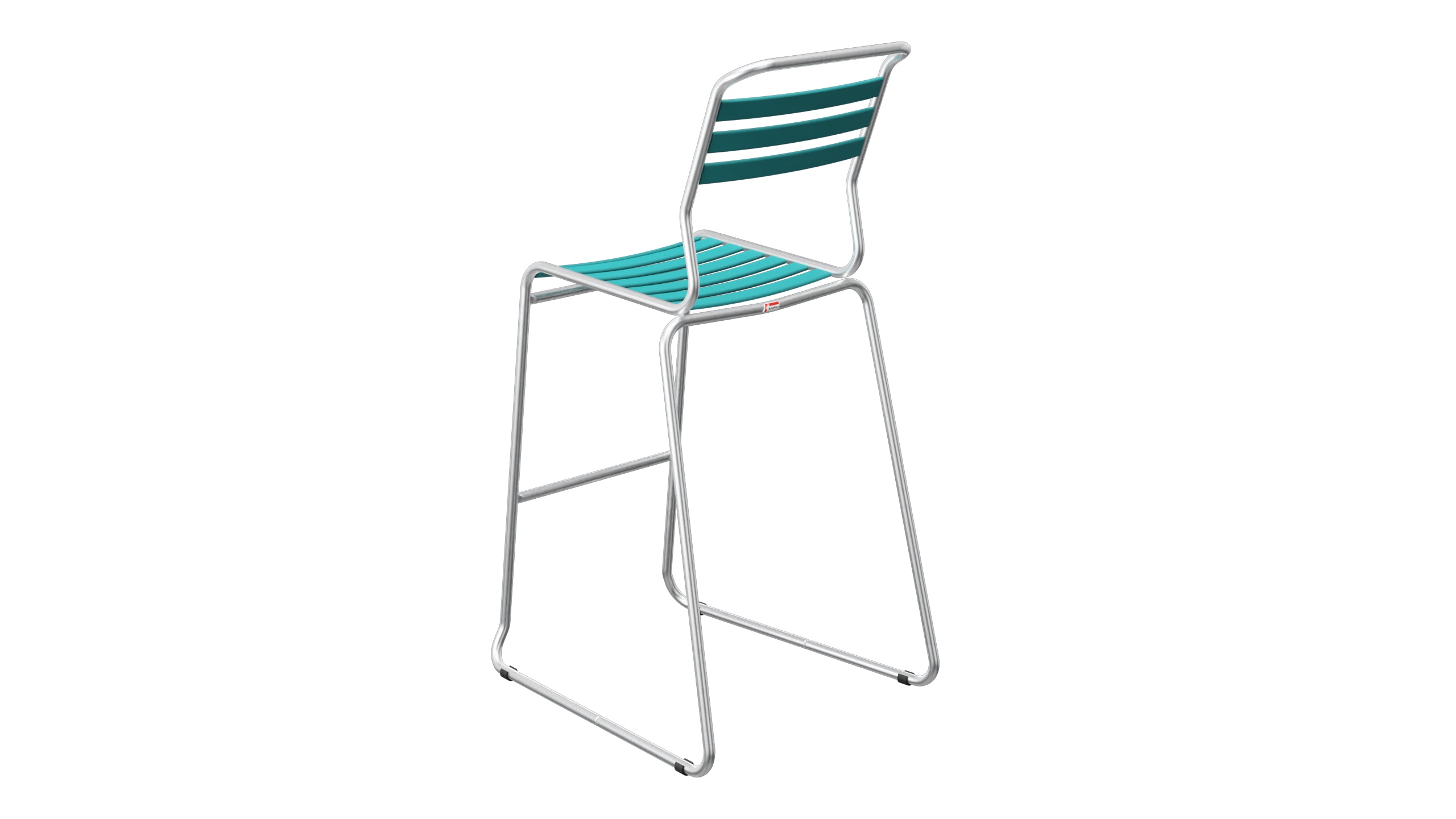 Säntis Lättli-Barstuhl ohne Armlehne Kufen in Kaliblau präsentiert im Onlineshop von KAQTU Design AG. Outdoor-Barstuhl ist von Schaffner