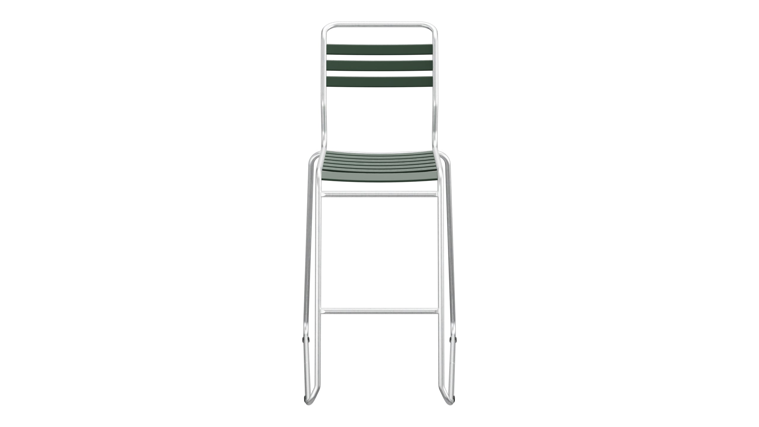 Säntis Lättli-Barstuhl ohne Armlehne Kufen in Tannengrün präsentiert im Onlineshop von KAQTU Design AG. Outdoor-Barstuhl ist von Schaffner