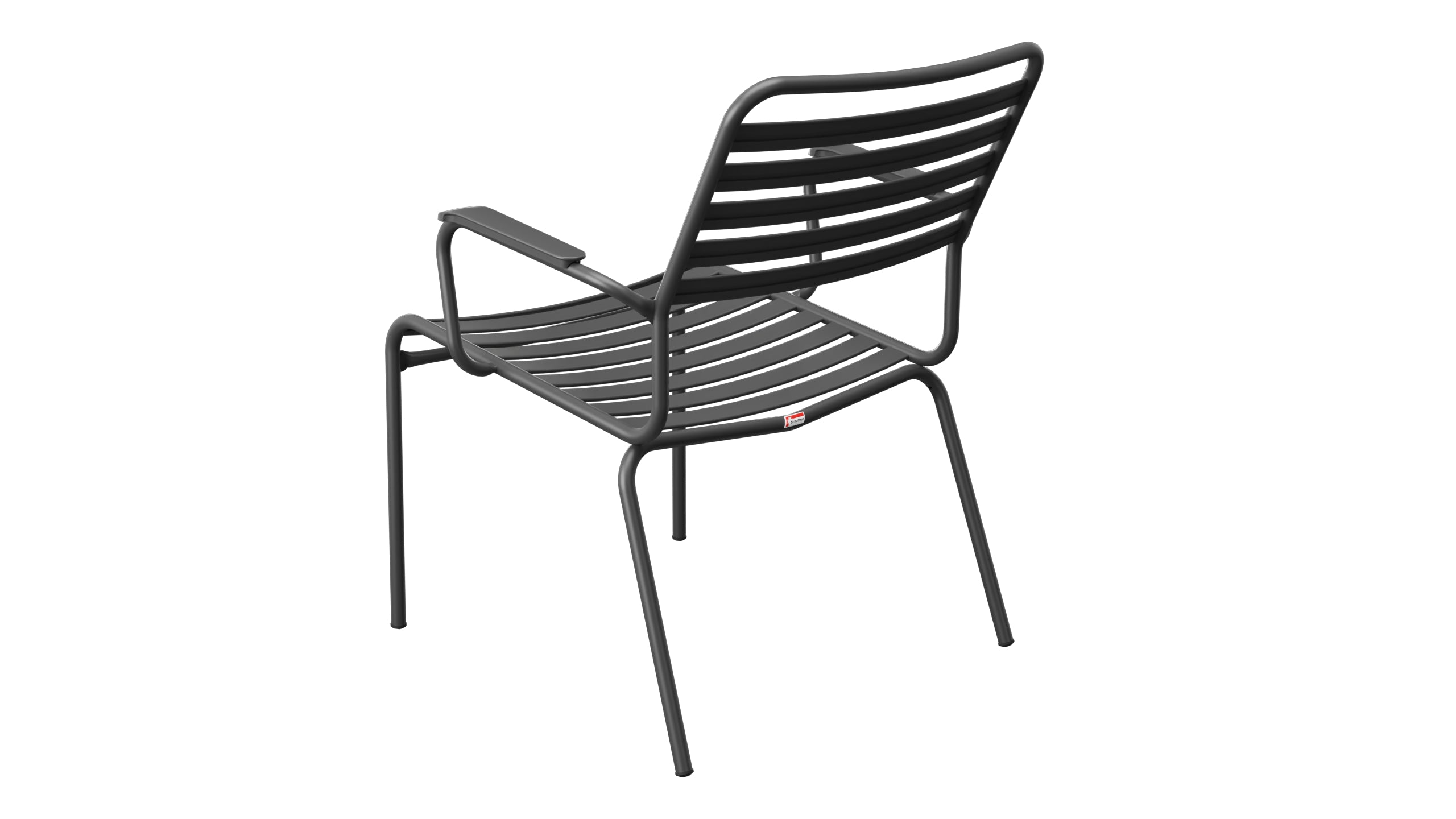 Rigi Lättli-Salonsessel mit Armlehne in Anthrazit präsentiert im Onlineshop von KAQTU Design AG. Gartenstuhl mit Armlehnen ist von Schaffner