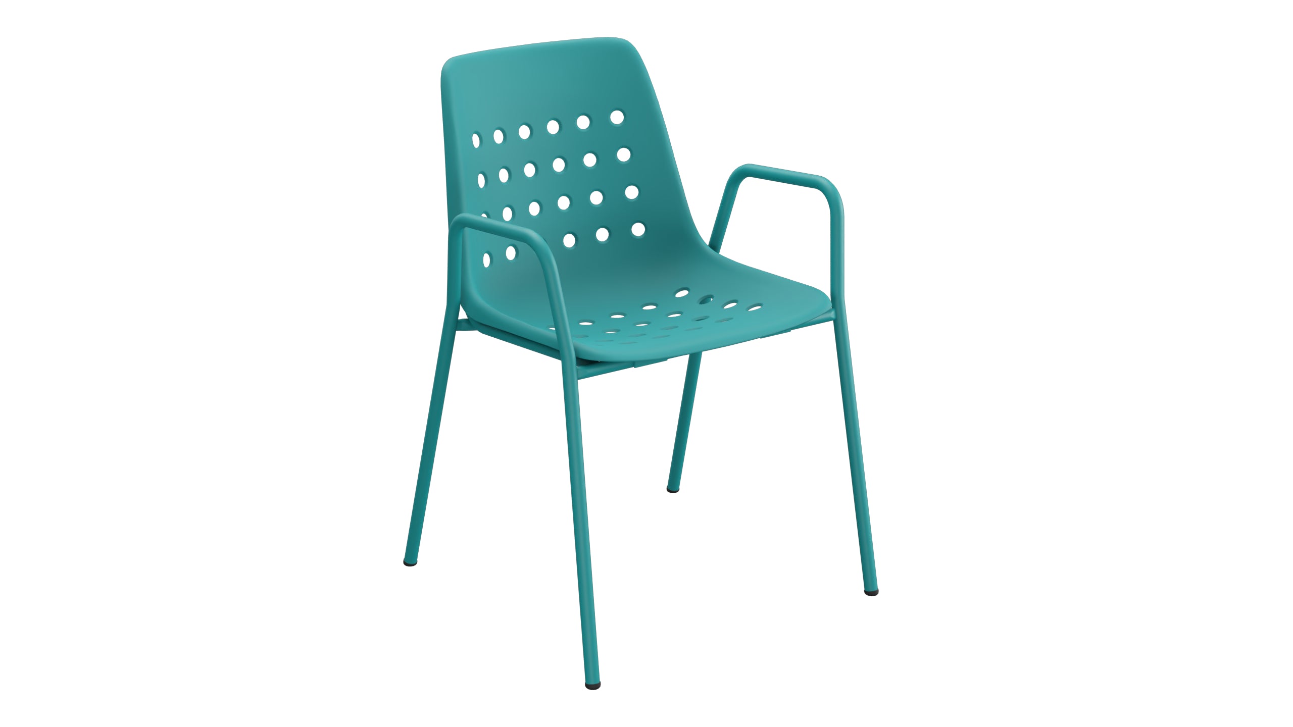 Bermuda Schalen-Gartenstuhl mit Armlehne rund in Kaliblau präsentiert im Onlineshop von KAQTU Design AG. Gartenstuhl mit Armlehnen ist von Schaffner