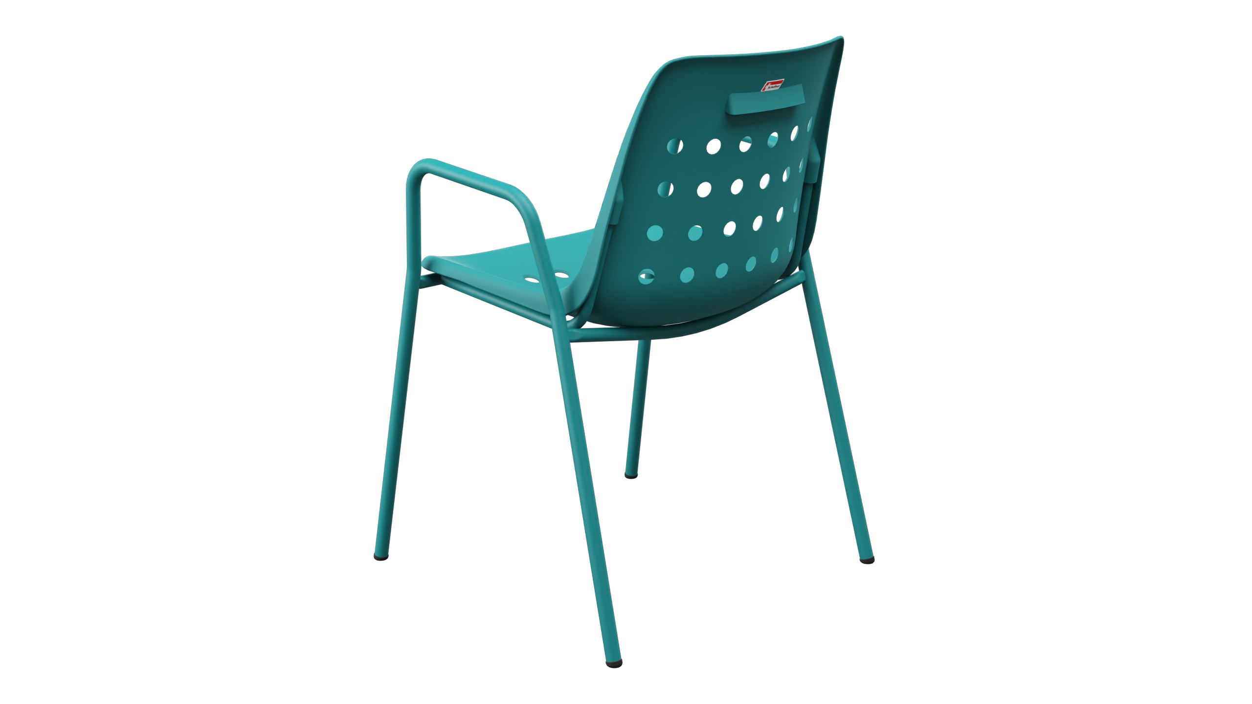 Bermuda Schalen-Gartenstuhl mit Armlehne rund in Kaliblau präsentiert im Onlineshop von KAQTU Design AG. Gartenstuhl mit Armlehnen ist von Schaffner