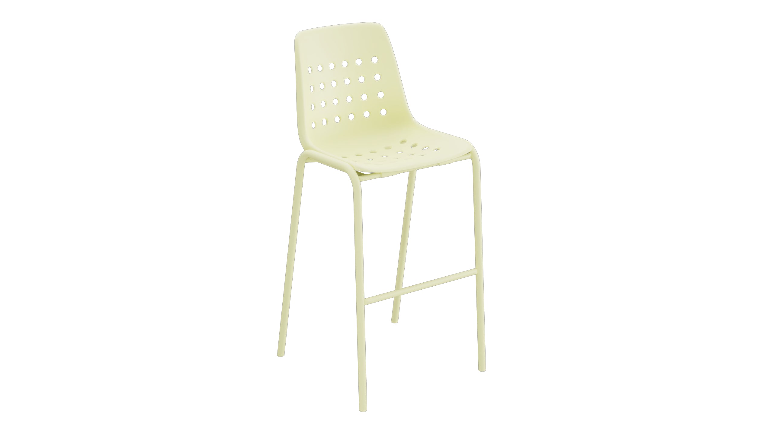 Bermuda Schalen-Barstuhl ohne Armlehne  in Buchsbaumgelb präsentiert im Onlineshop von KAQTU Design AG. Outdoor-Barstuhl ist von Schaffner