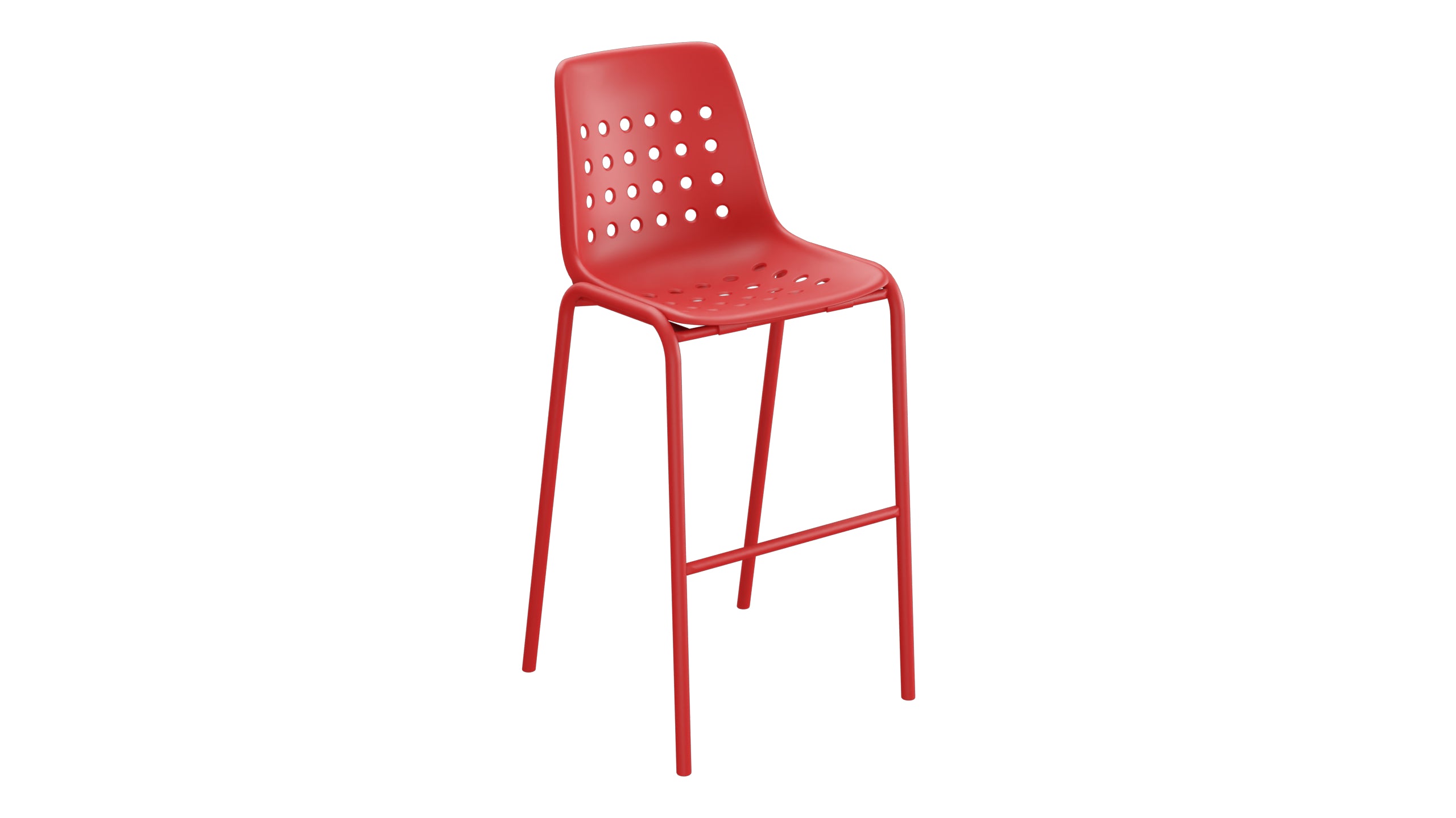 Bermuda Schalen-Barstuhl ohne Armlehne  in Rot präsentiert im Onlineshop von KAQTU Design AG. Outdoor-Barstuhl ist von Schaffner