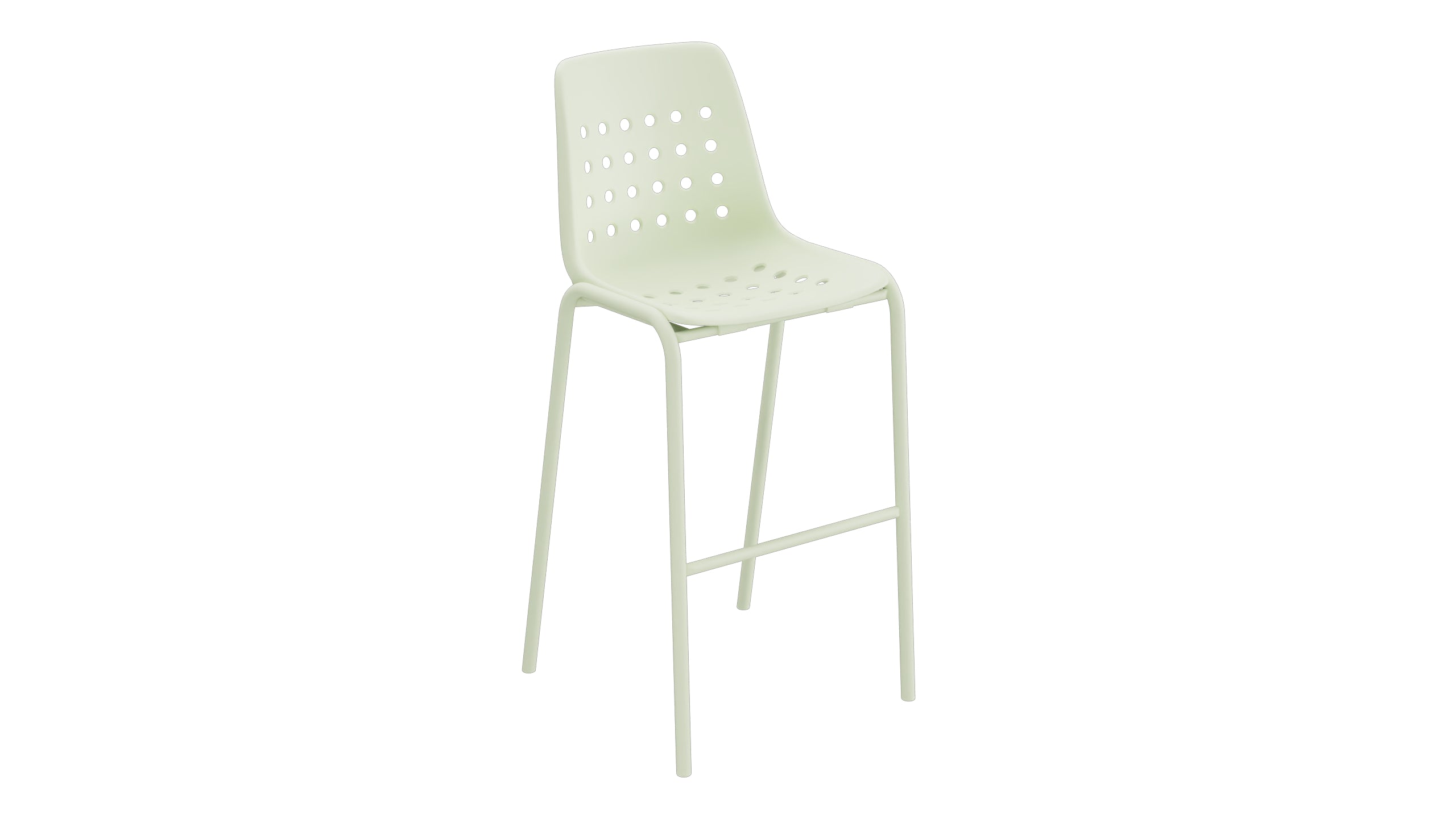 Bermuda Schalen-Barstuhl ohne Armlehne  in Pastellgrün präsentiert im Onlineshop von KAQTU Design AG. Outdoor-Barstuhl ist von Schaffner