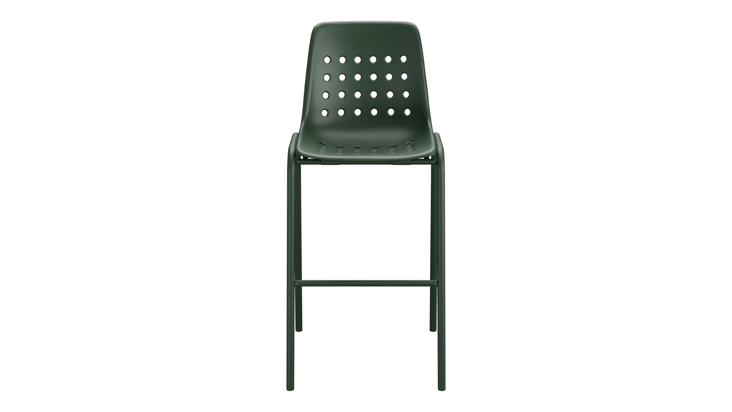 Bermuda Schalen-Barstuhl ohne Armlehne  in Tannengrün präsentiert im Onlineshop von KAQTU Design AG. Outdoor-Barstuhl ist von Schaffner