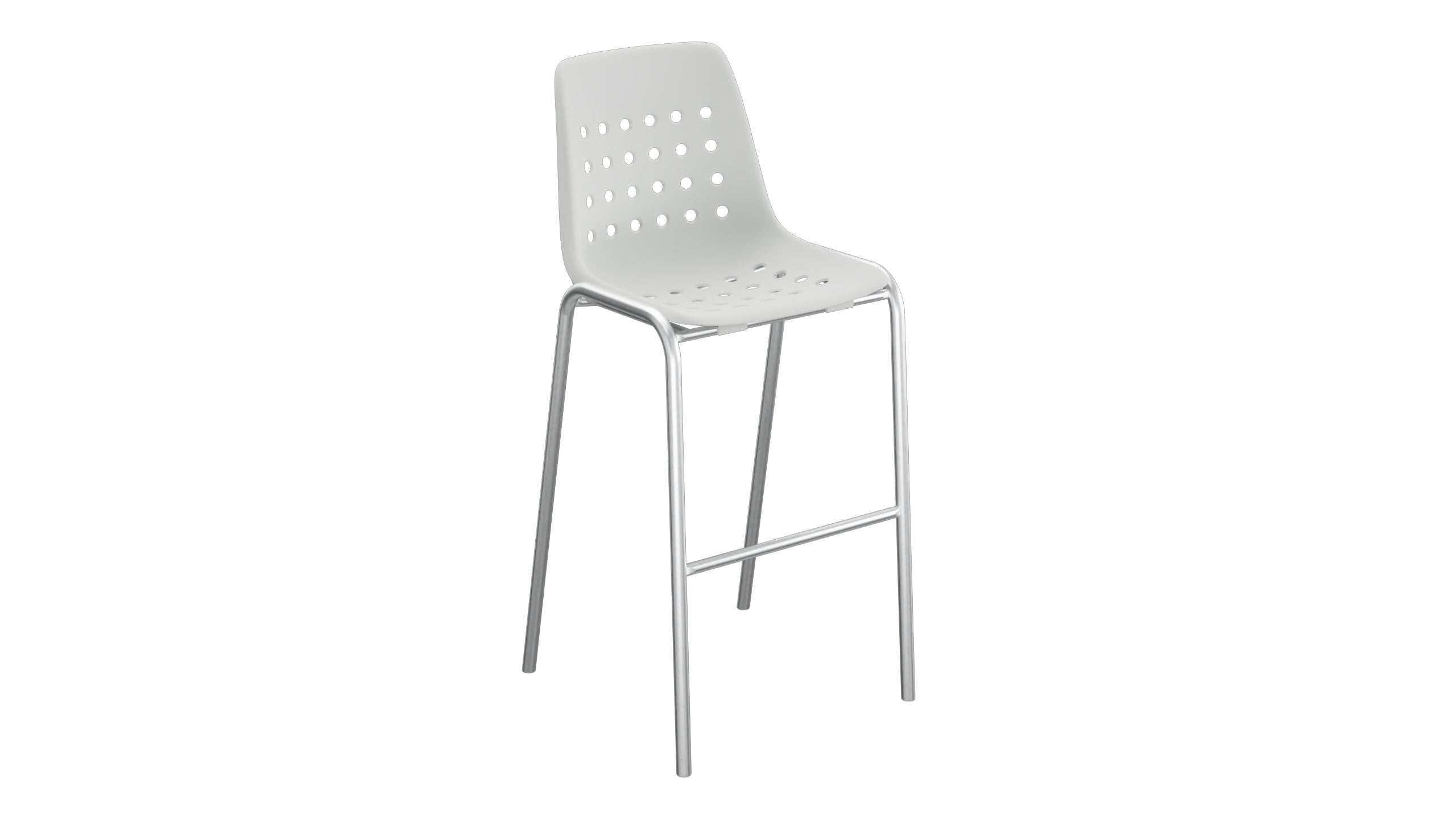 Bermuda Schalen-Barstuhl ohne Armlehne  in Alusilber präsentiert im Onlineshop von KAQTU Design AG. Outdoor-Barstuhl ist von Schaffner