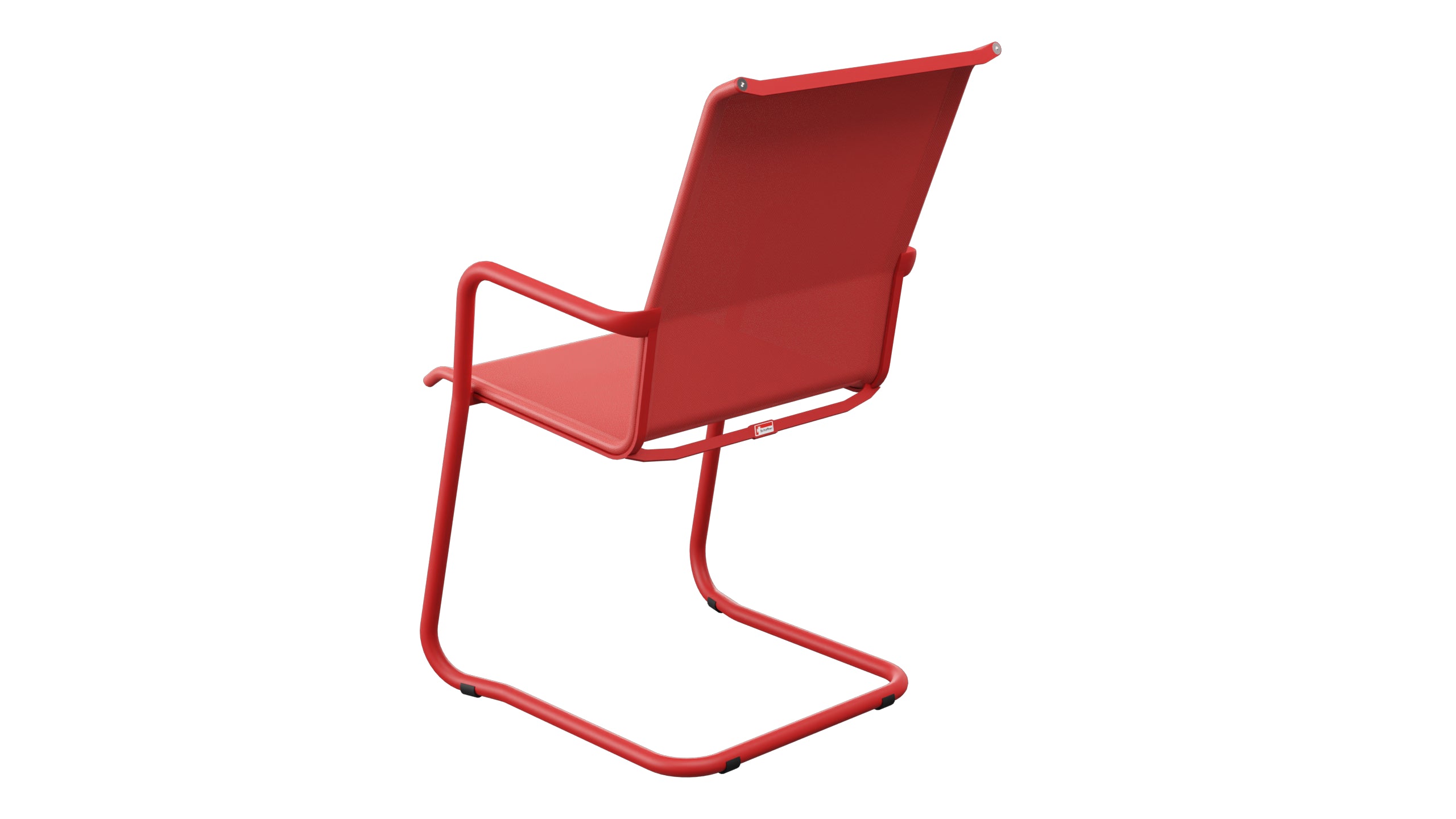 Locarno Textil-Gartenstuhl mit Armlehne Freischwinger in Rot präsentiert im Onlineshop von KAQTU Design AG. Gartenstuhl mit Armlehnen ist von Schaffner