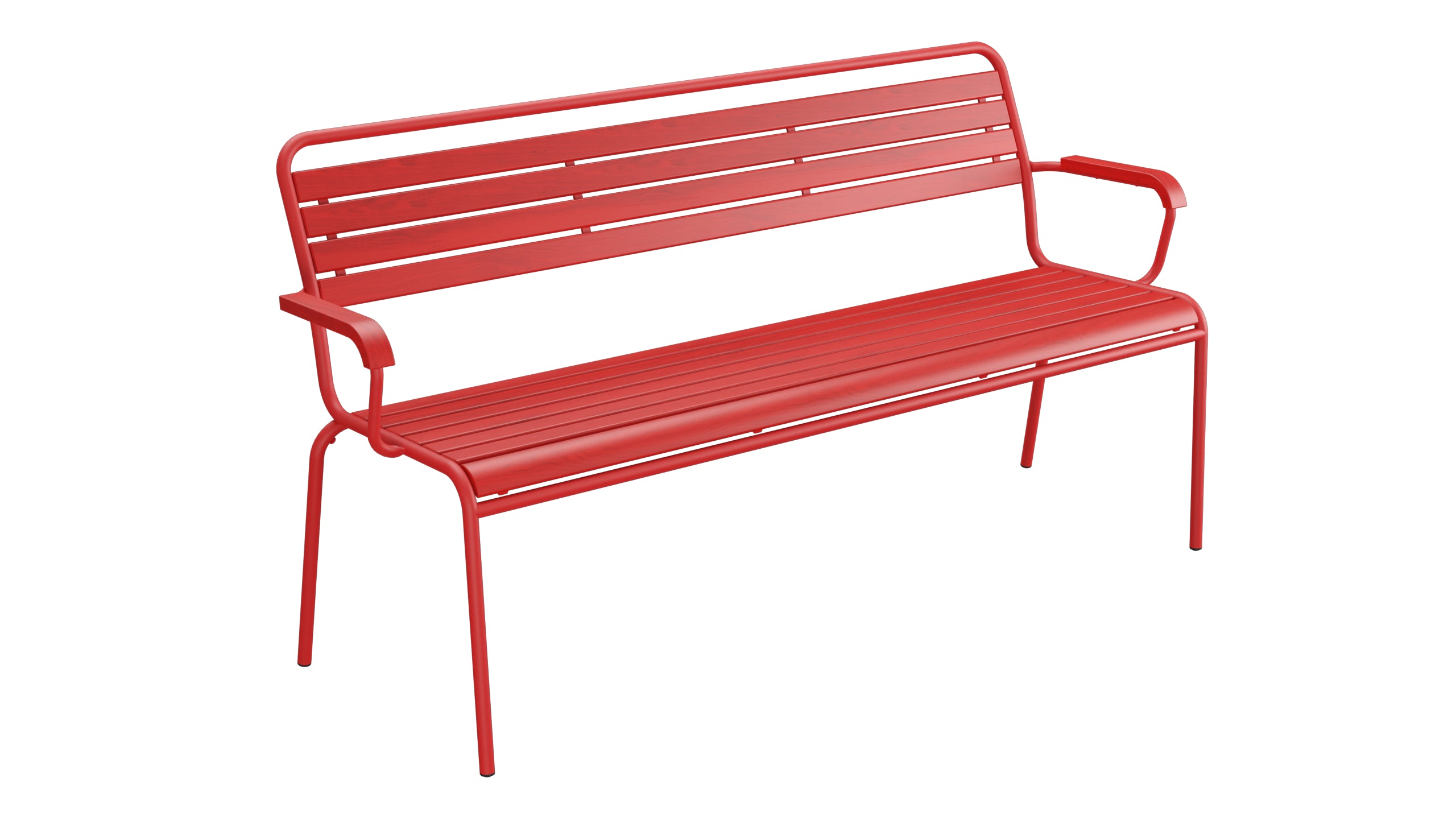Rigi Holzlatten- 3er-Gartenbank mit Armlehne in Rot präsentiert im Onlineshop von KAQTU Design AG. Gartenbank ist von Schaffner