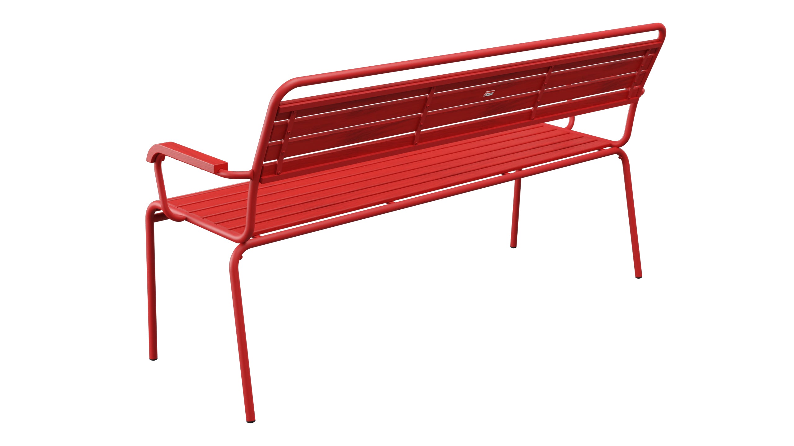 Rigi Holzlatten- 3er-Gartenbank mit Armlehne in Rot präsentiert im Onlineshop von KAQTU Design AG. Gartenbank ist von Schaffner