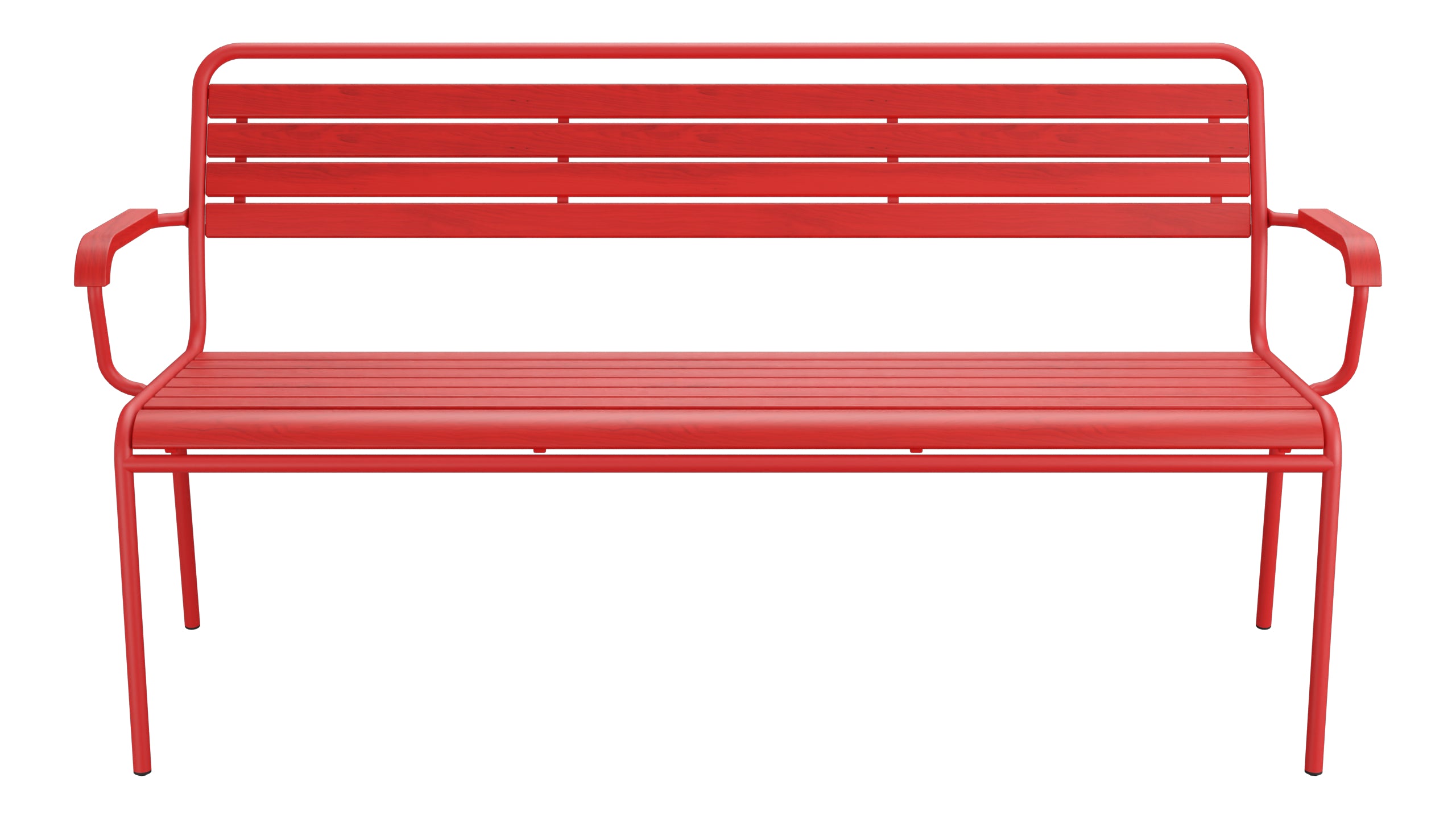 Rigi Holzlatten- 3er-Gartenbank mit Armlehne in Rot präsentiert im Onlineshop von KAQTU Design AG. Gartenbank ist von Schaffner