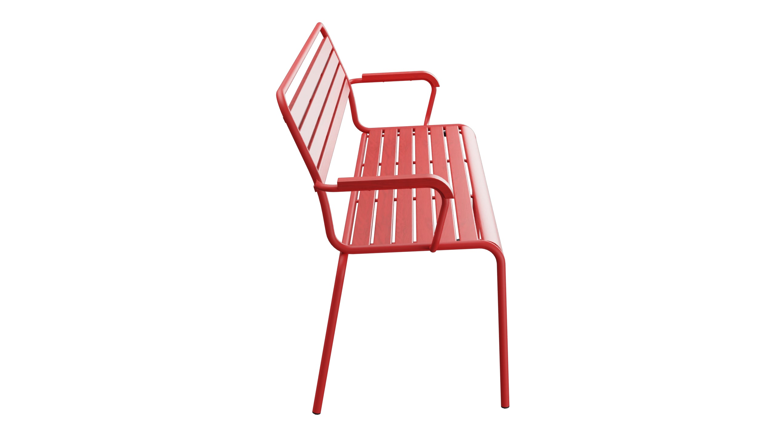 Rigi Holzlatten- 3er-Gartenbank mit Armlehne in Rot präsentiert im Onlineshop von KAQTU Design AG. Gartenbank ist von Schaffner