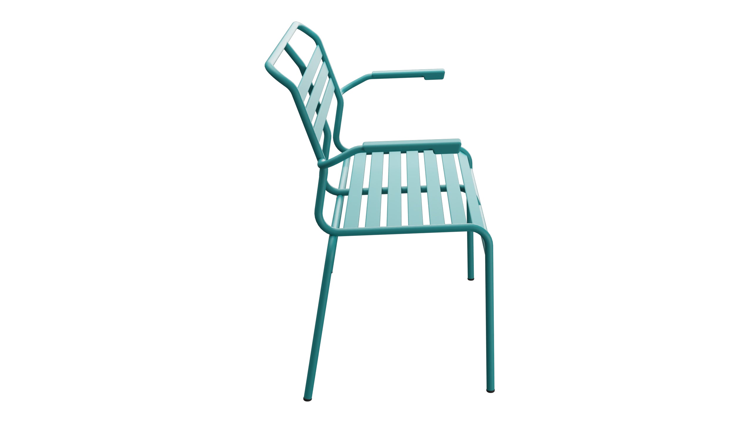 Säntis Lättli-2er Gartenbank mit Armlehne in Kaliblau präsentiert im Onlineshop von KAQTU Design AG. Gartenbank ist von Schaffner