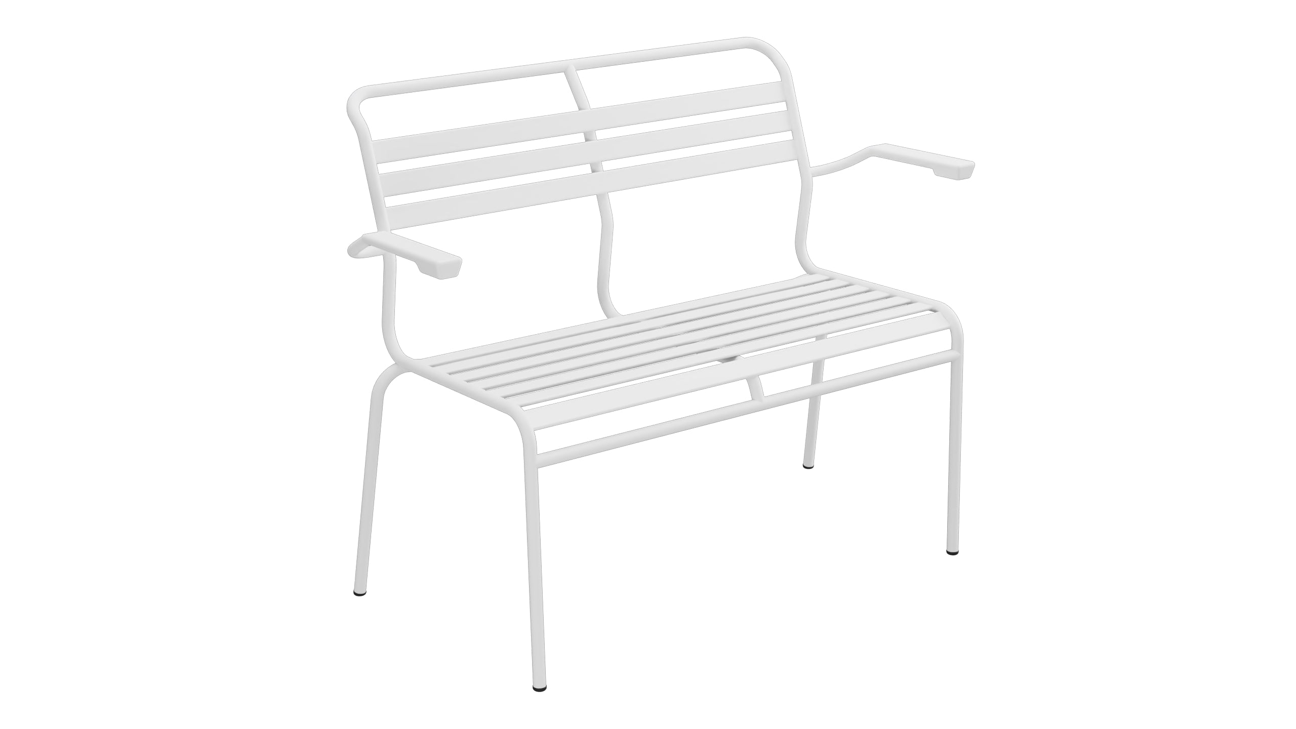 Säntis Lättli-2er Gartenbank mit Armlehne in Weiss präsentiert im Onlineshop von KAQTU Design AG. Gartenbank ist von Schaffner