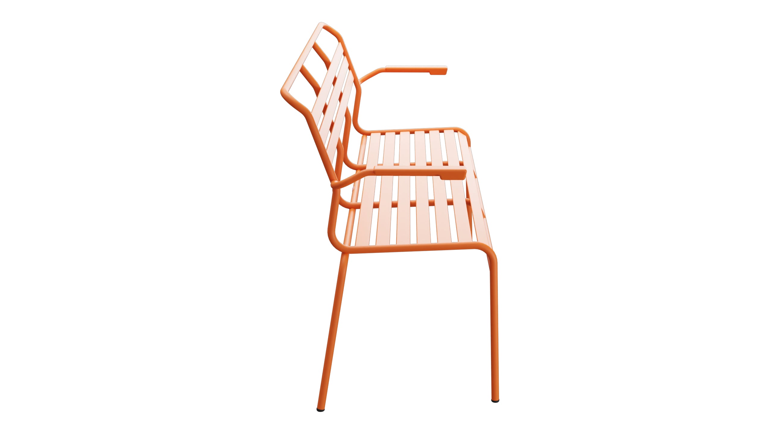 Säntis Lättli-3er Gartenbank mit Armlehne in Orange präsentiert im Onlineshop von KAQTU Design AG. Gartenbank ist von Schaffner