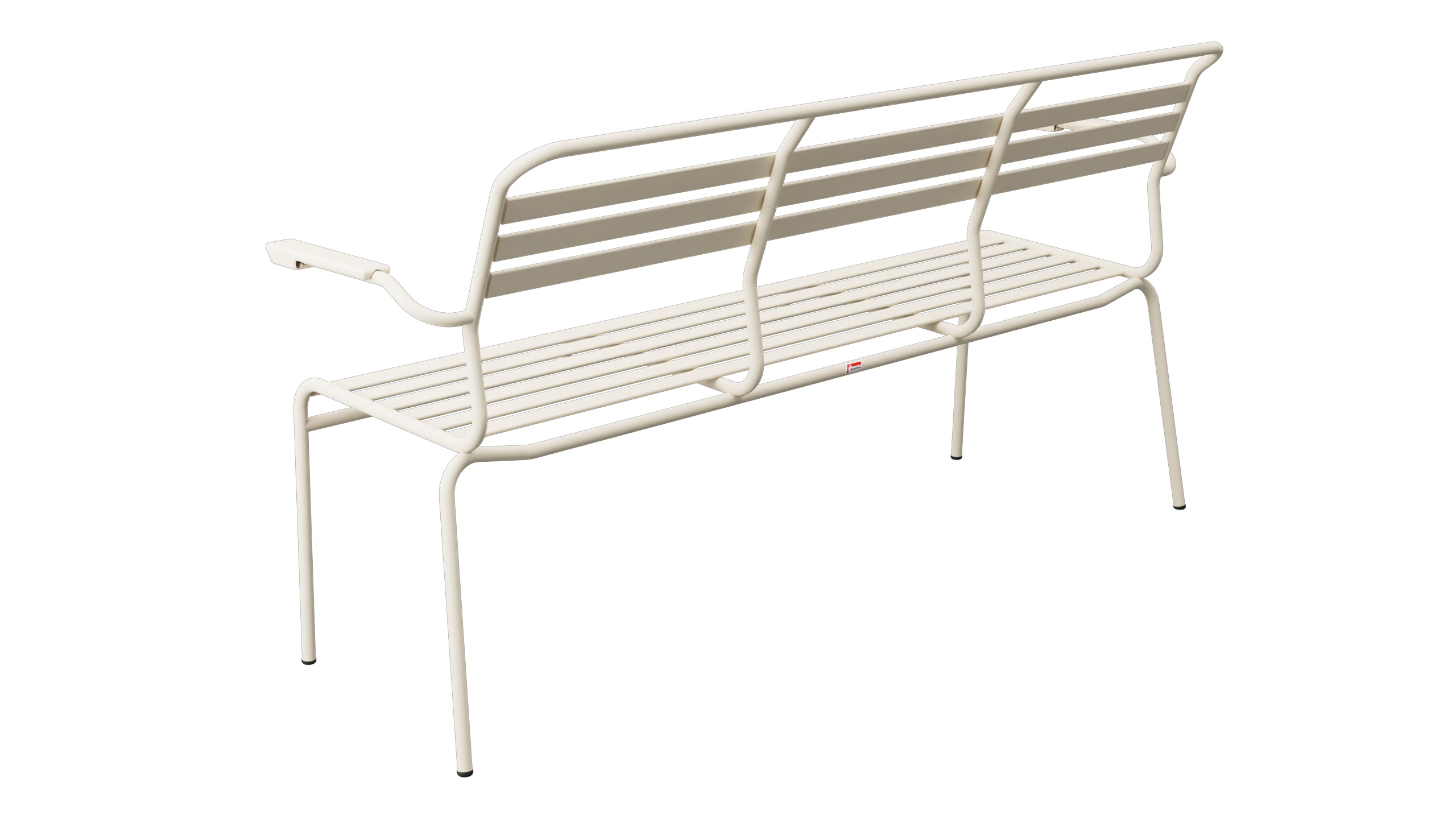 Säntis Lättli-3er Gartenbank mit Armlehne in Pastellsand präsentiert im Onlineshop von KAQTU Design AG. Gartenbank ist von Schaffner