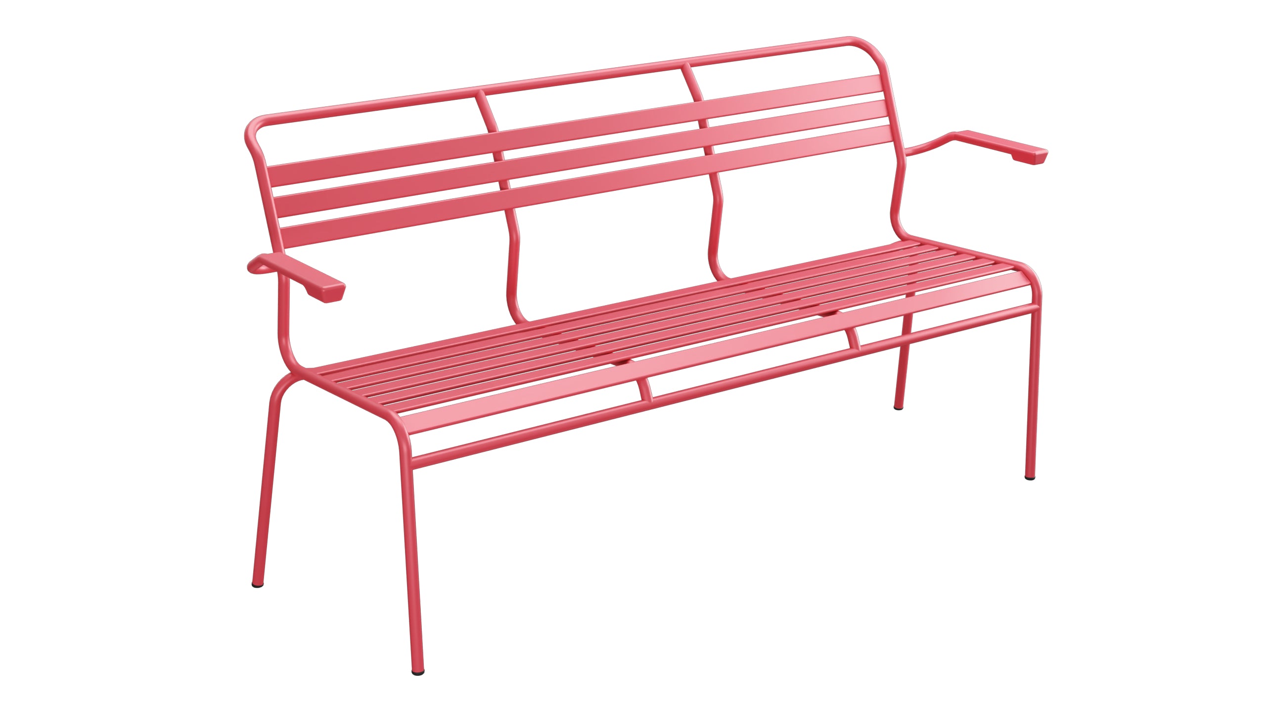 Säntis Lättli-3er Gartenbank mit Armlehne in Ahornrot präsentiert im Onlineshop von KAQTU Design AG. Gartenbank ist von Schaffner