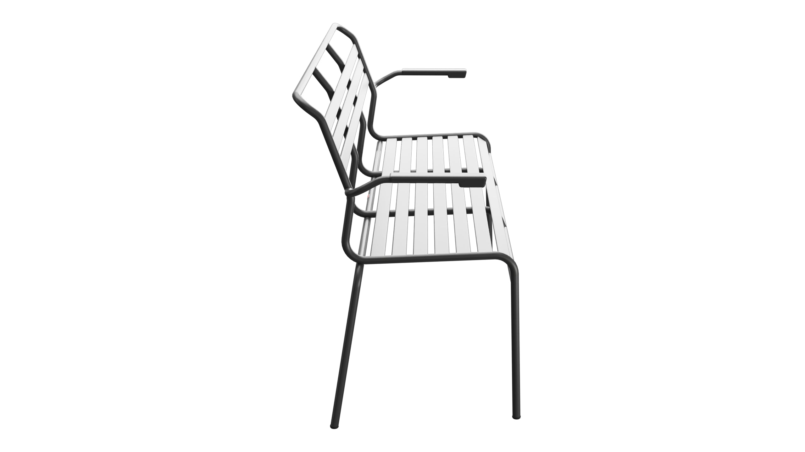 Säntis Lättli-3er Gartenbank mit Armlehne in Anthrazit präsentiert im Onlineshop von KAQTU Design AG. Gartenbank ist von Schaffner