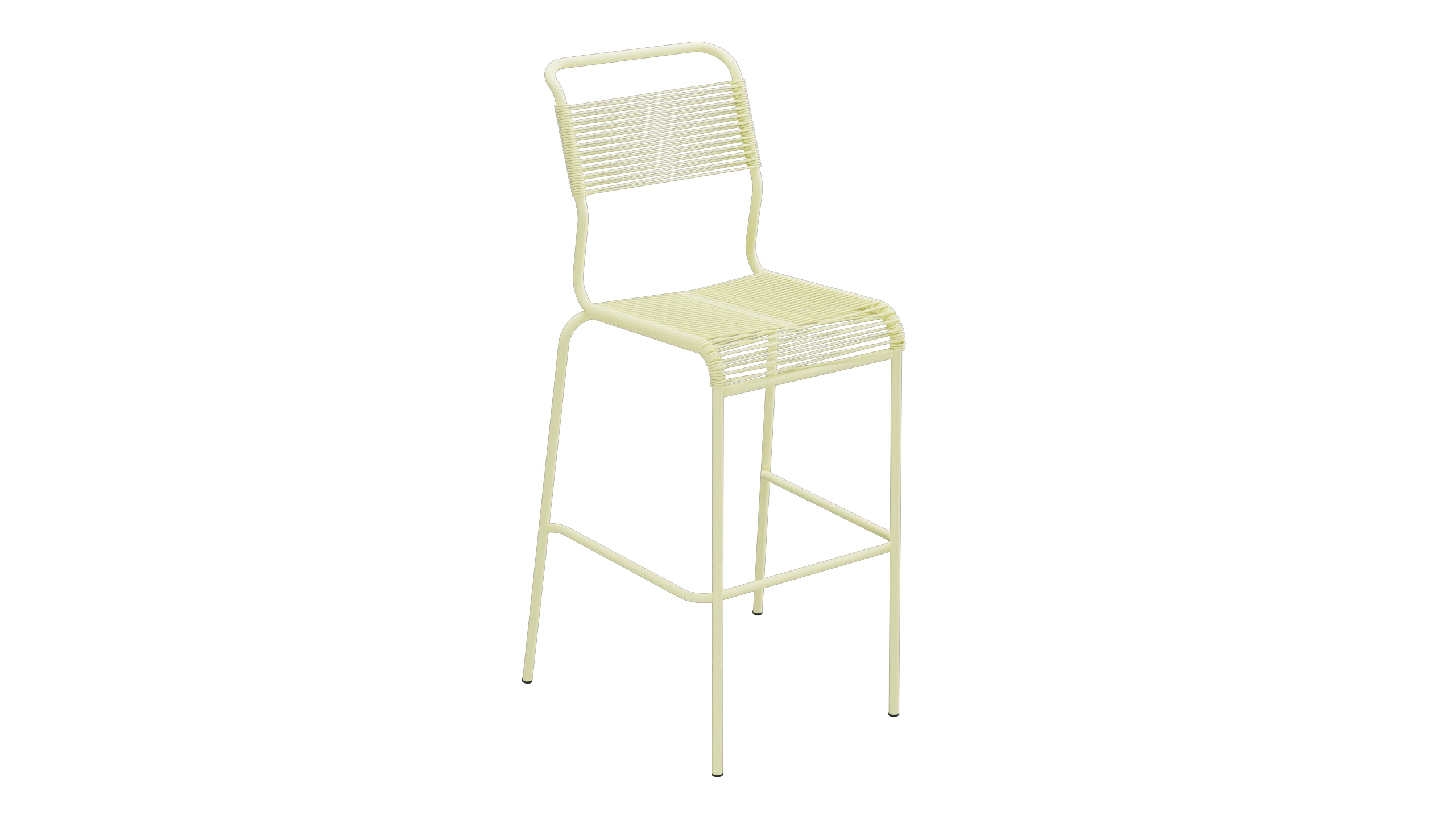 Säntis Spaghetti-Barstuhl Outdoor ohne Armlehne in Buchsbaumgelb präsentiert im Onlineshop von KAQTU Design AG. Outdoor-Barstuhl ist von Schaffner