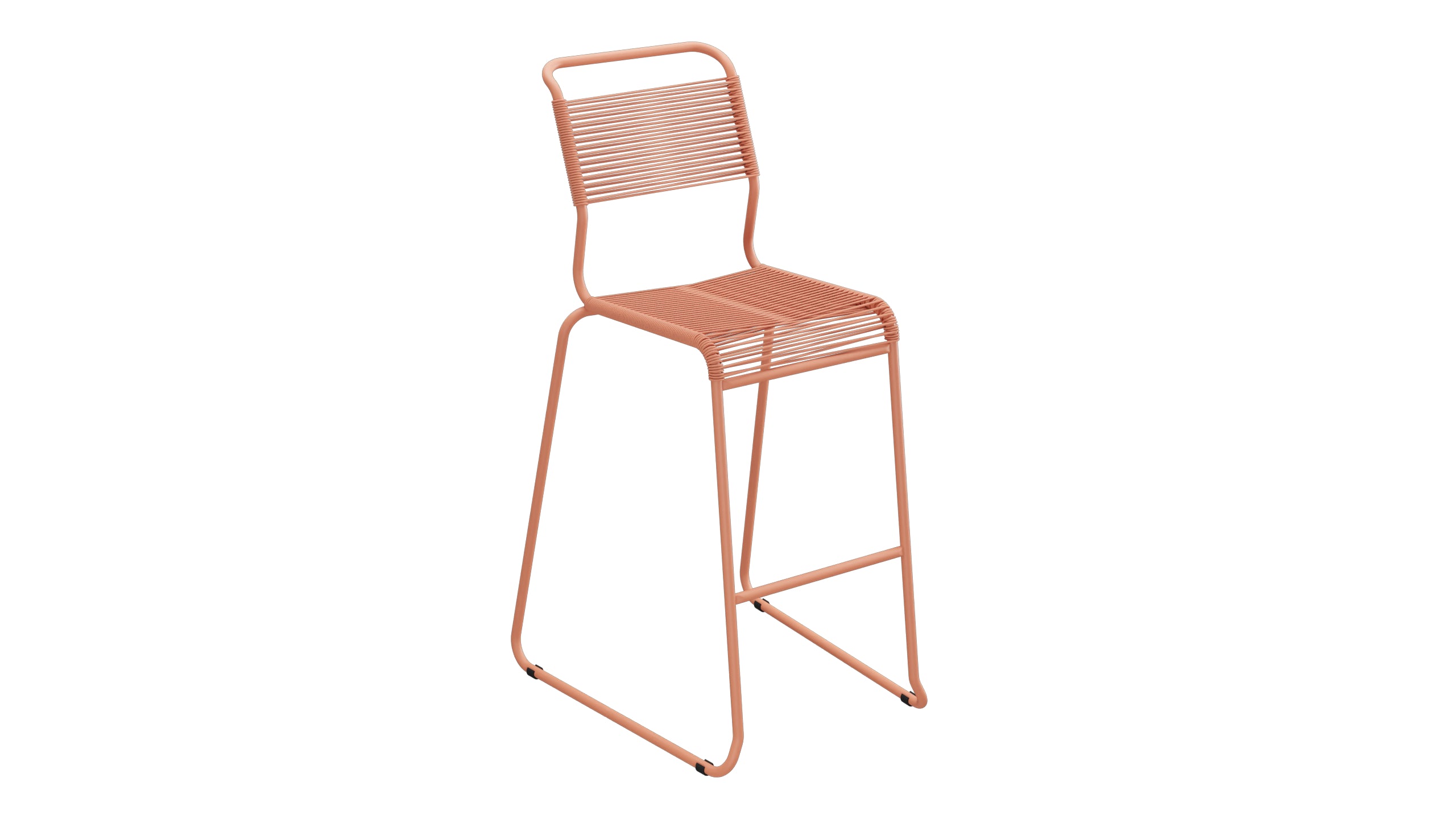 Säntis Spaghetti-Barstuhl Outdoor ohne Armlehne Kufen in Pastellterracotta präsentiert im Onlineshop von KAQTU Design AG. Outdoor-Barstuhl ist von Schaffner